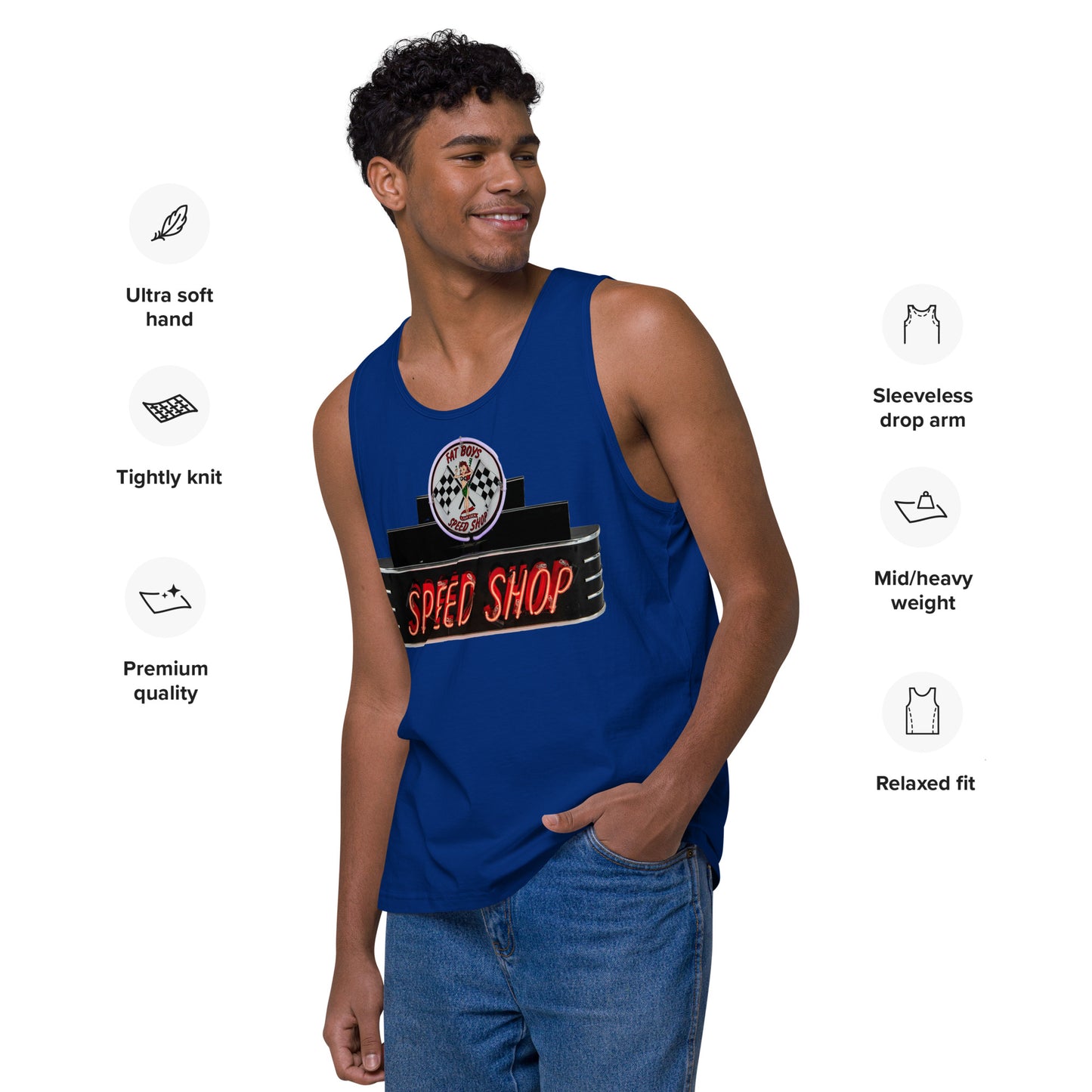 Vintage Neon Speed Shop Sign Men’s premium tank top