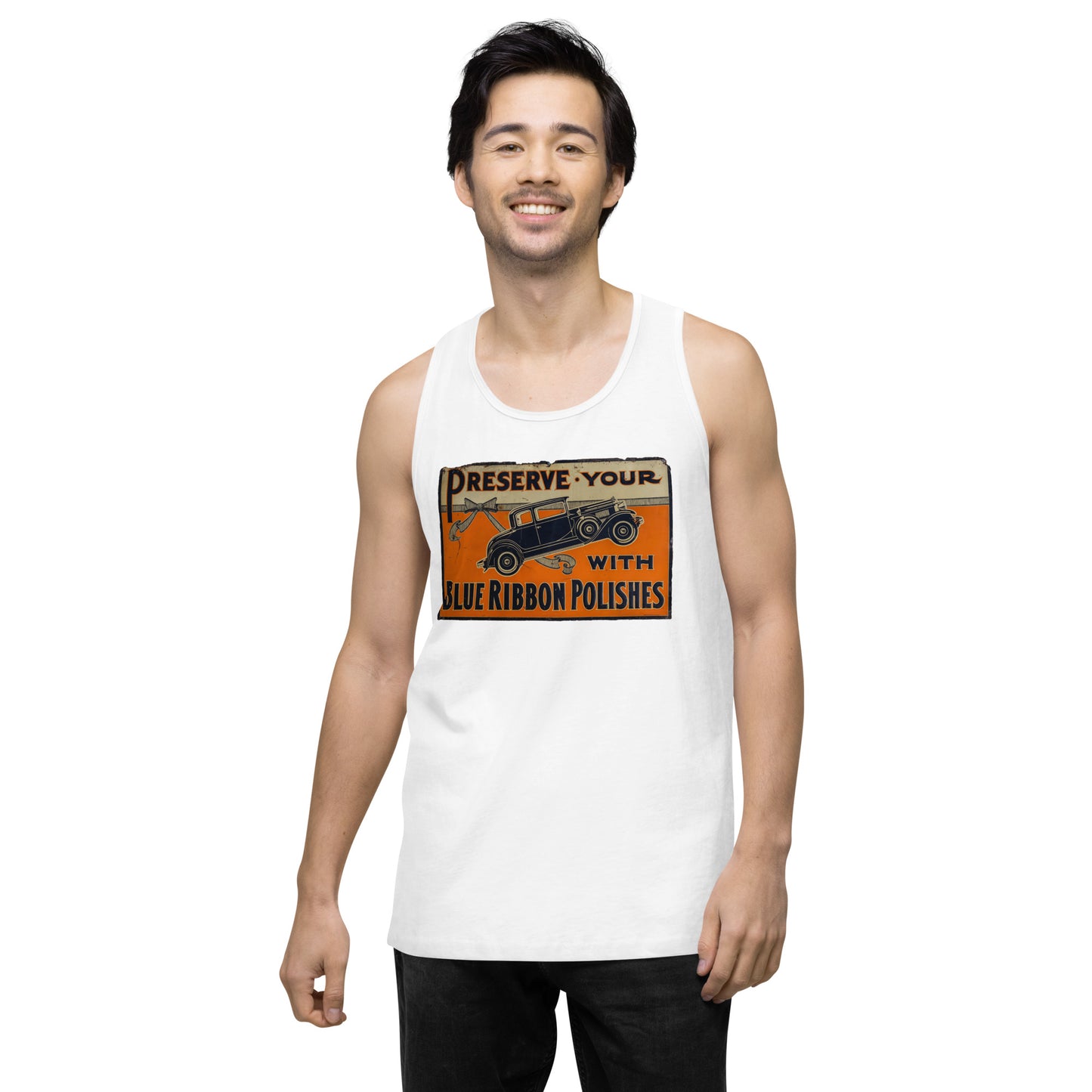 Blue Ribbon Patina Tin Style Men’s premium tank top