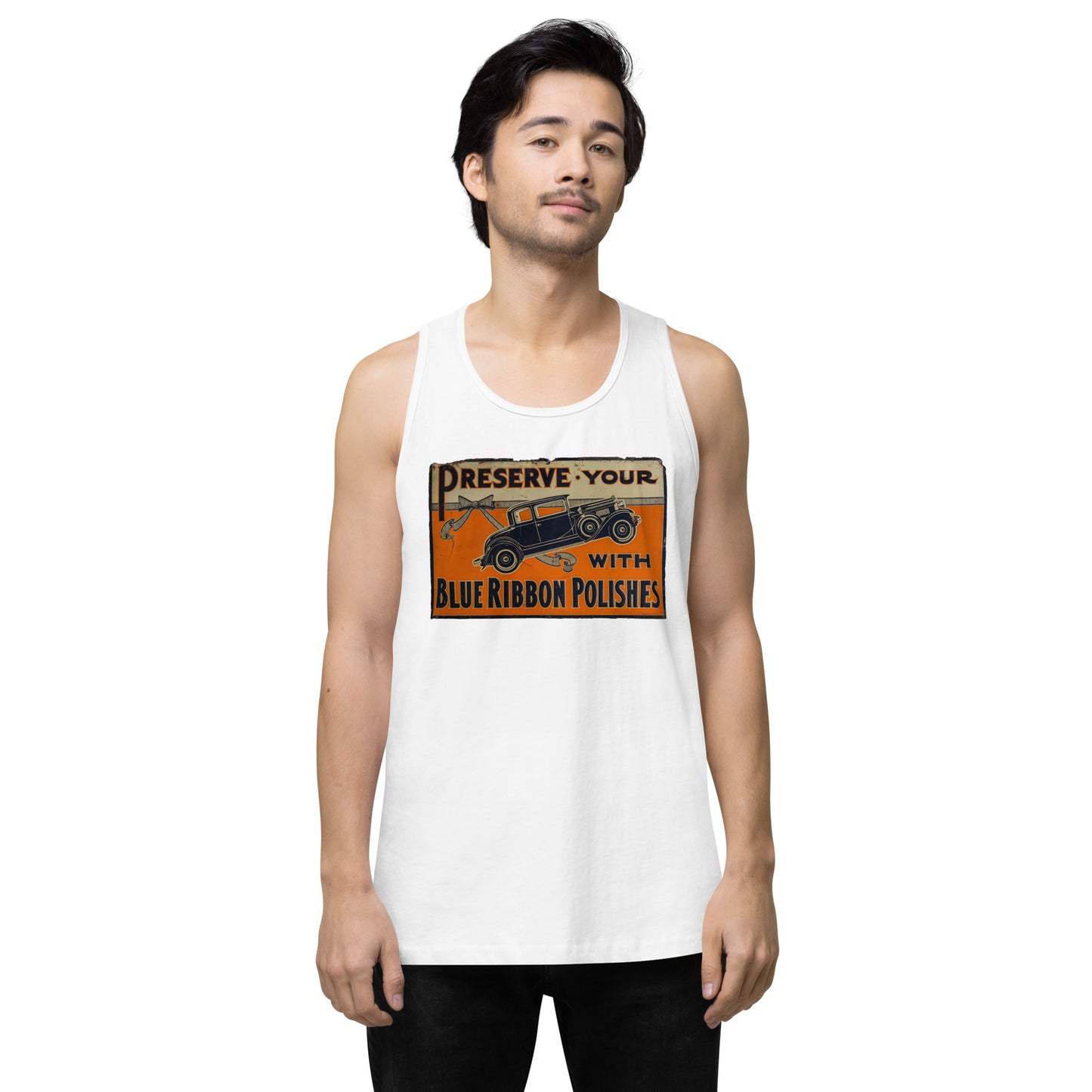 Blue Ribbon Patina Tin Style Men’s premium tank top