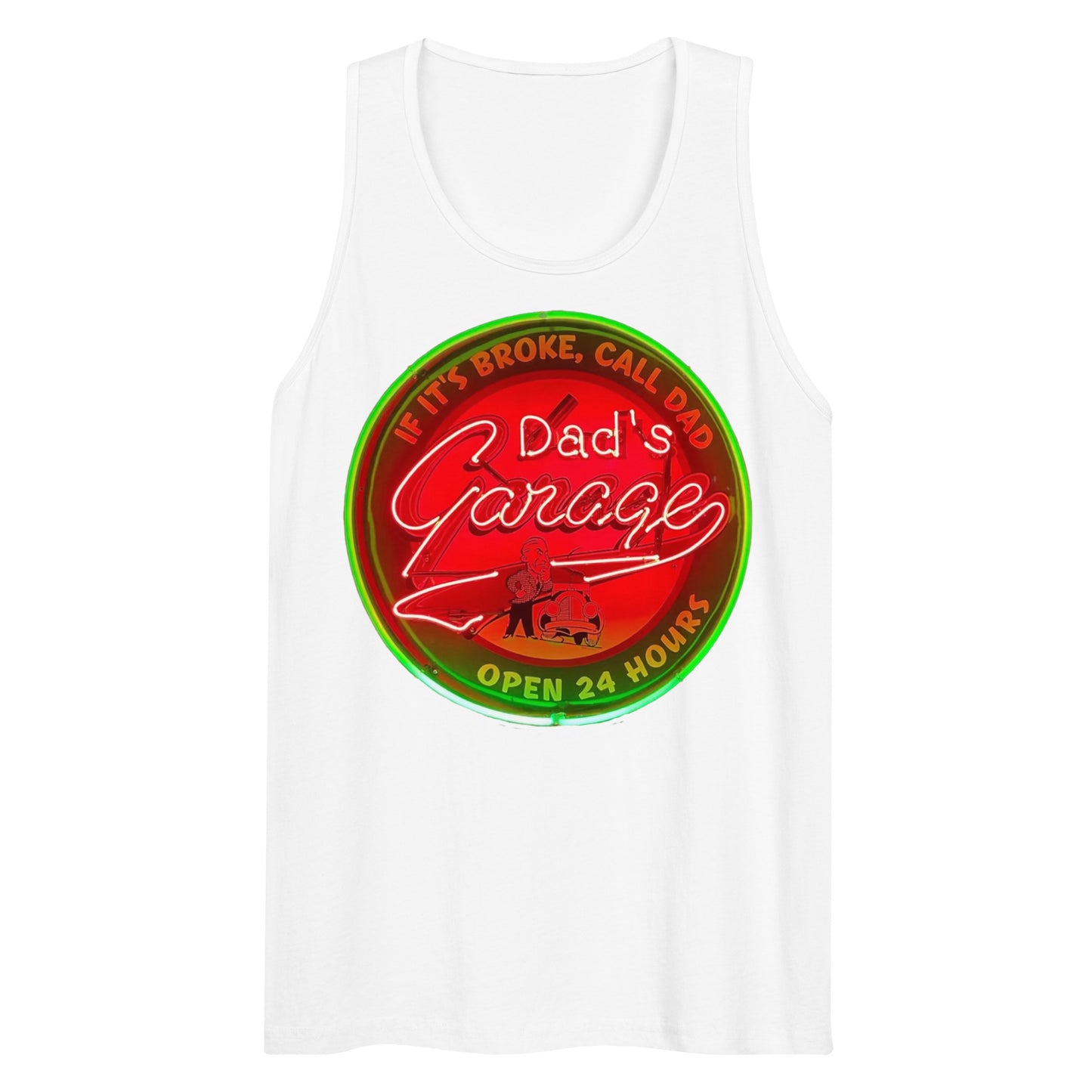 Dads Garage Retro Neon Sign Men’s premium tank top