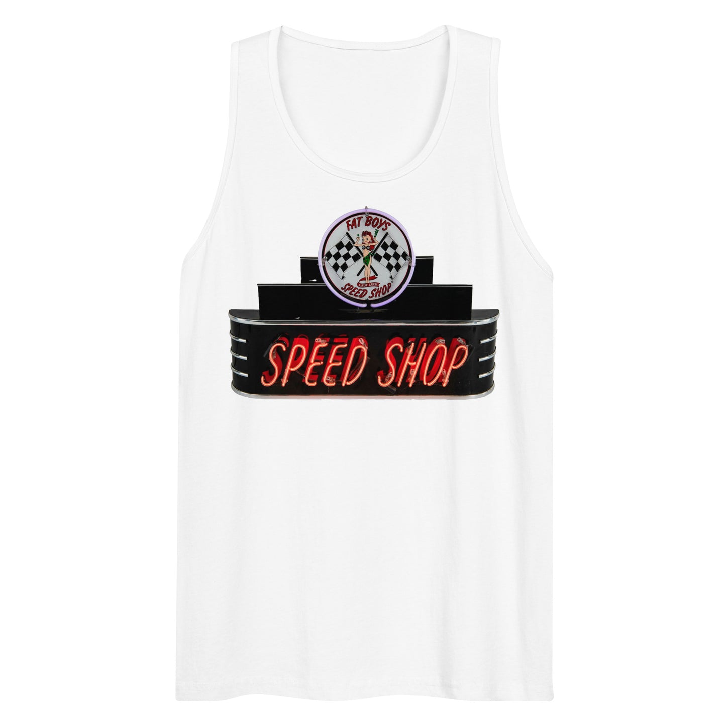 Vintage Neon Speed Shop Sign Men’s premium tank top