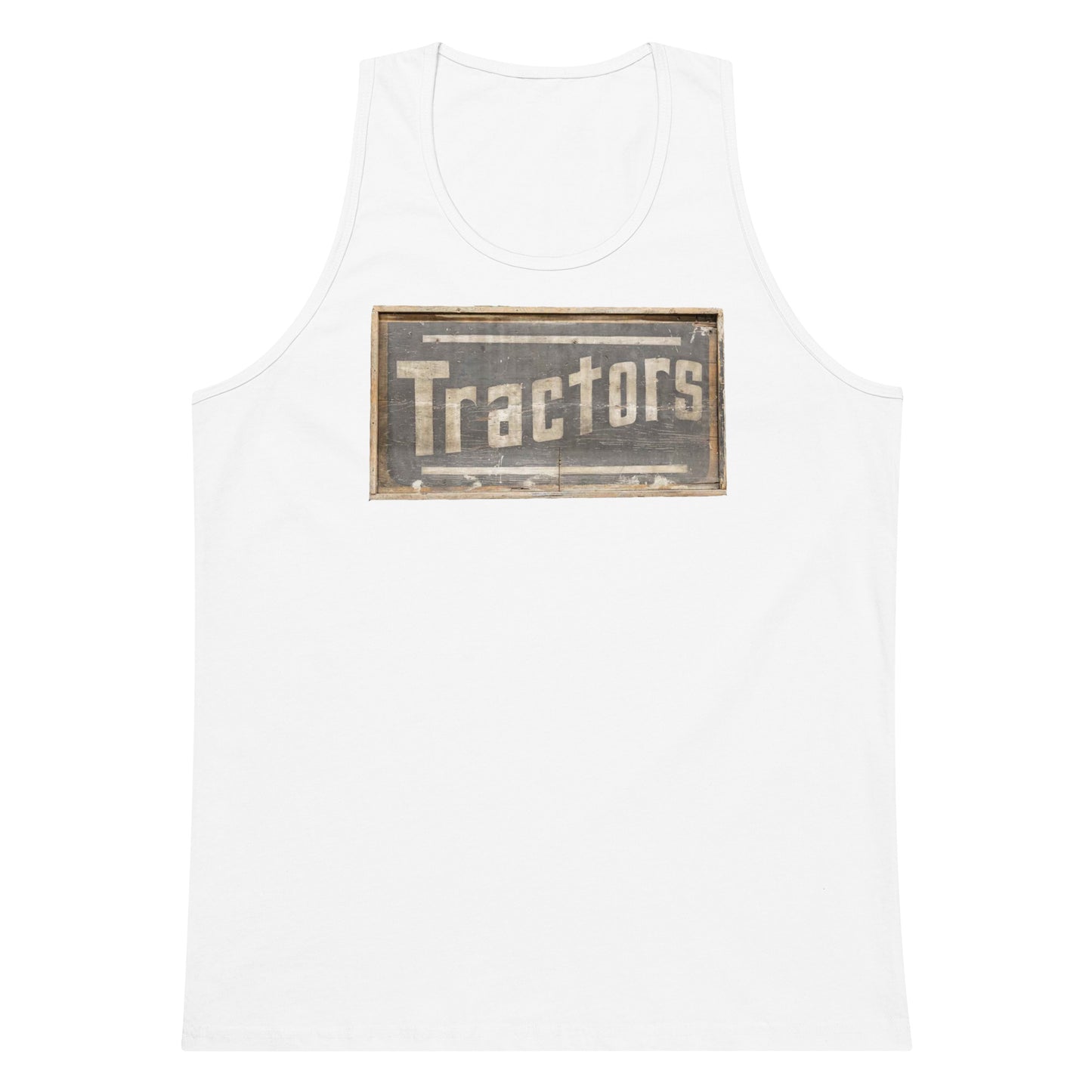 Retro Tractors Sign Wood Style Men’s premium tank top