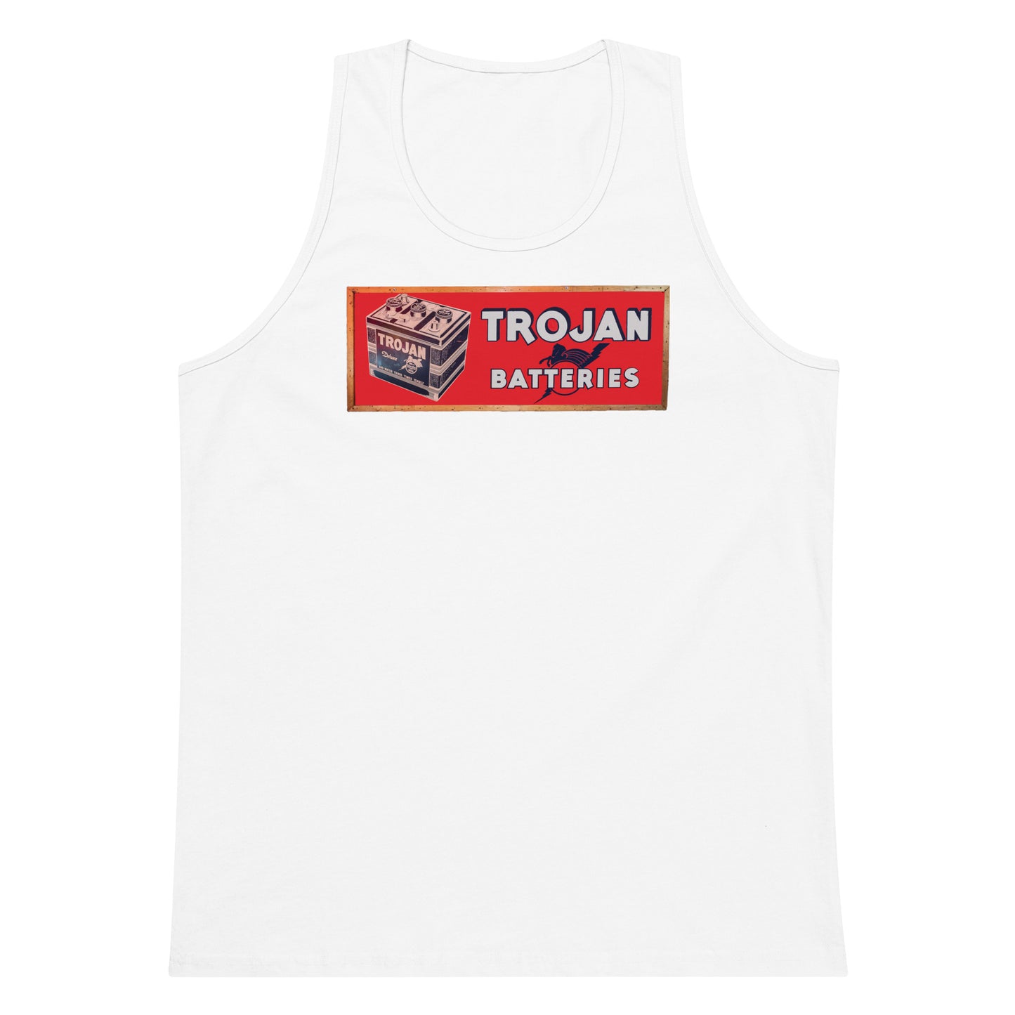Vintage Trojan Battery Sign Men’s premium tank top
