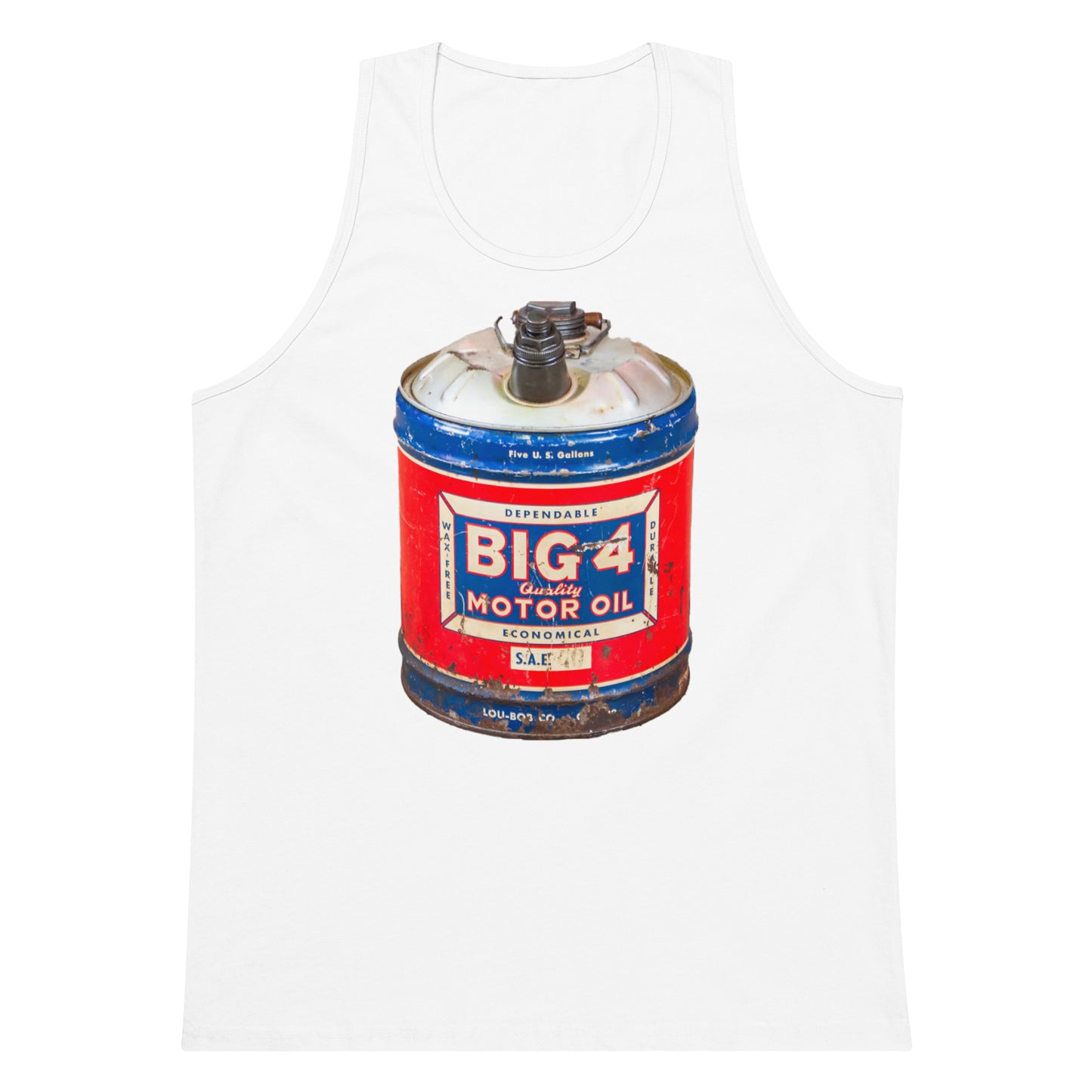 Vintage Motor Oil Steel Gallon Style Men’s premium tank top