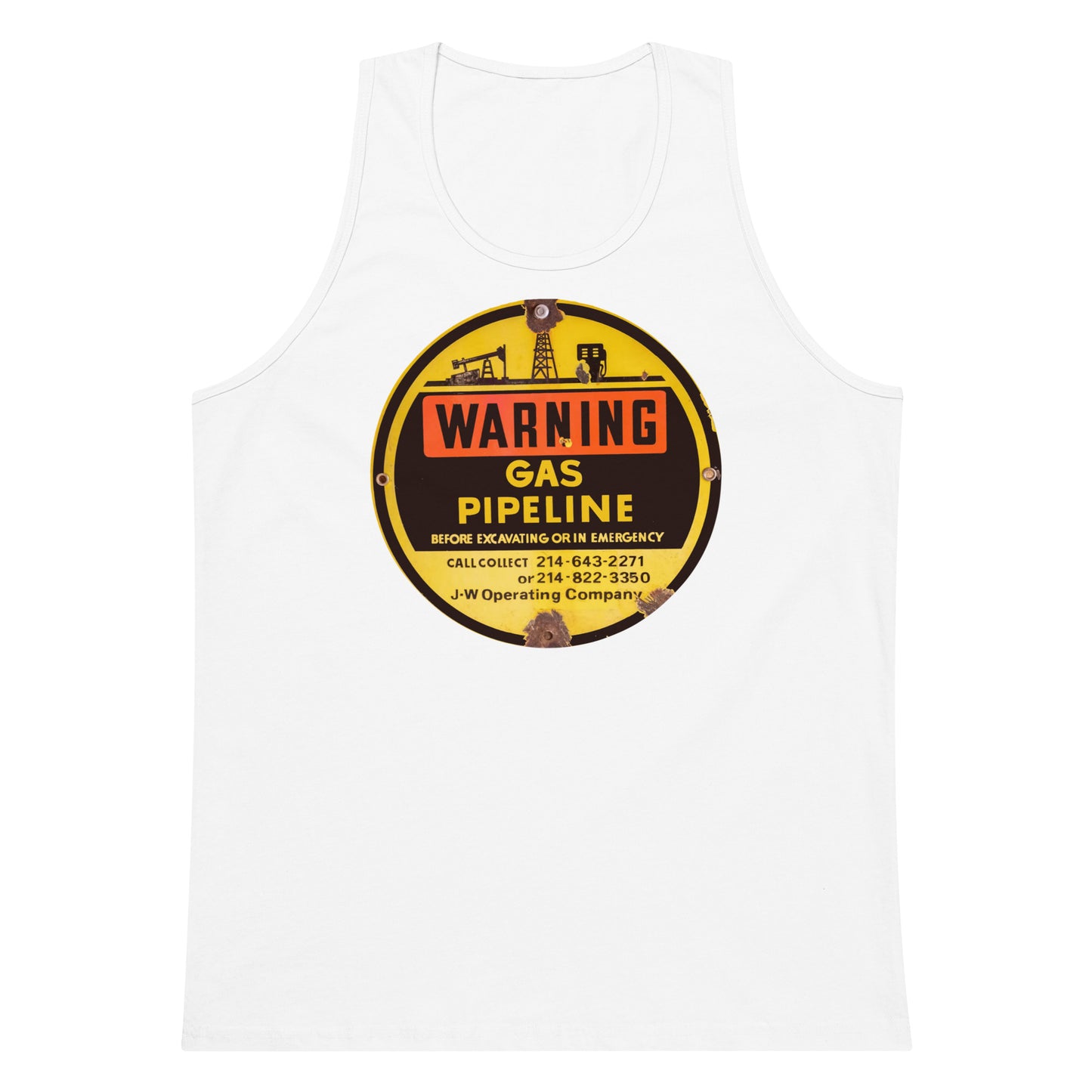 Retro Gas Warning Sign Tin Men’s premium tank top