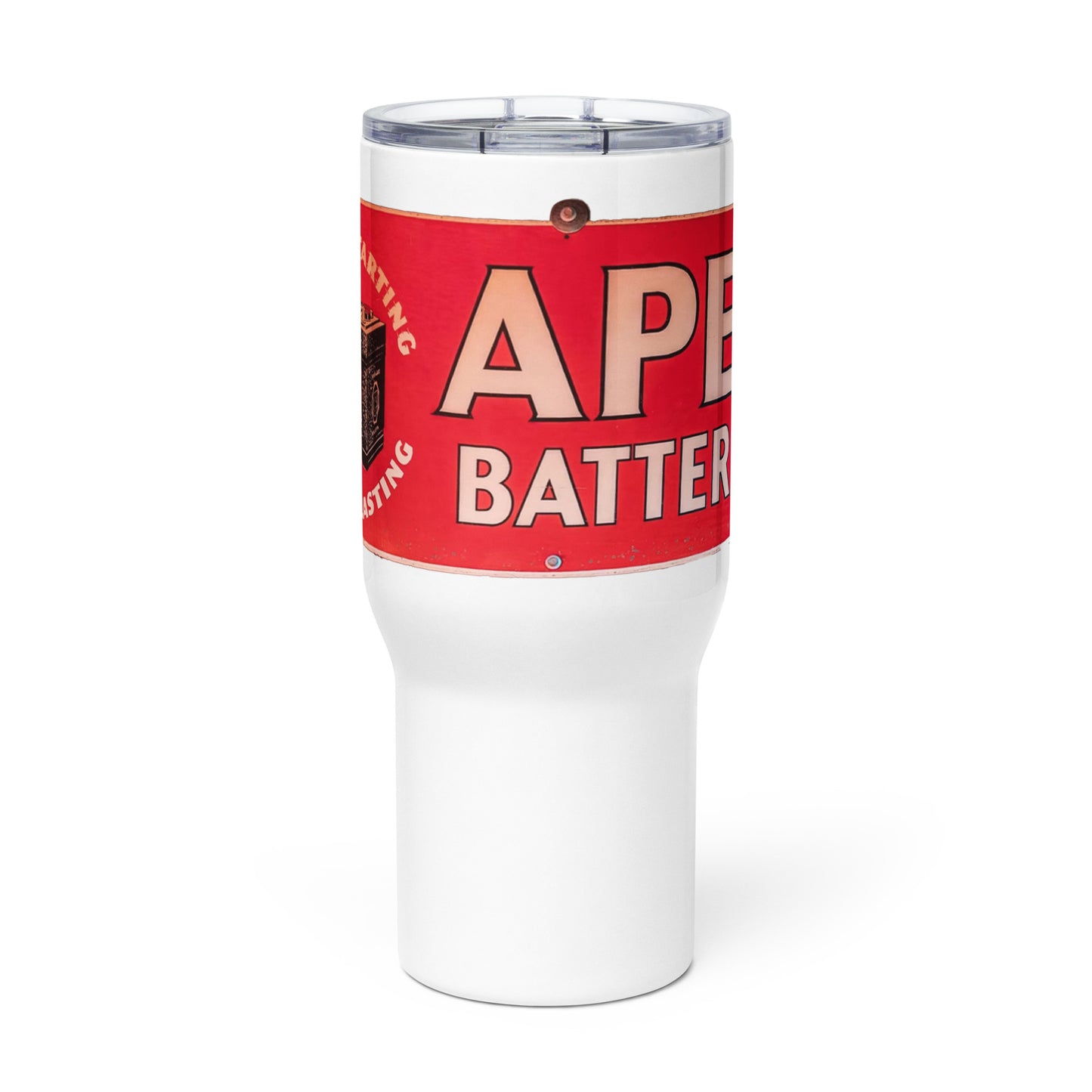Apex Batteries Retro Tin Style Travel mug with a handle