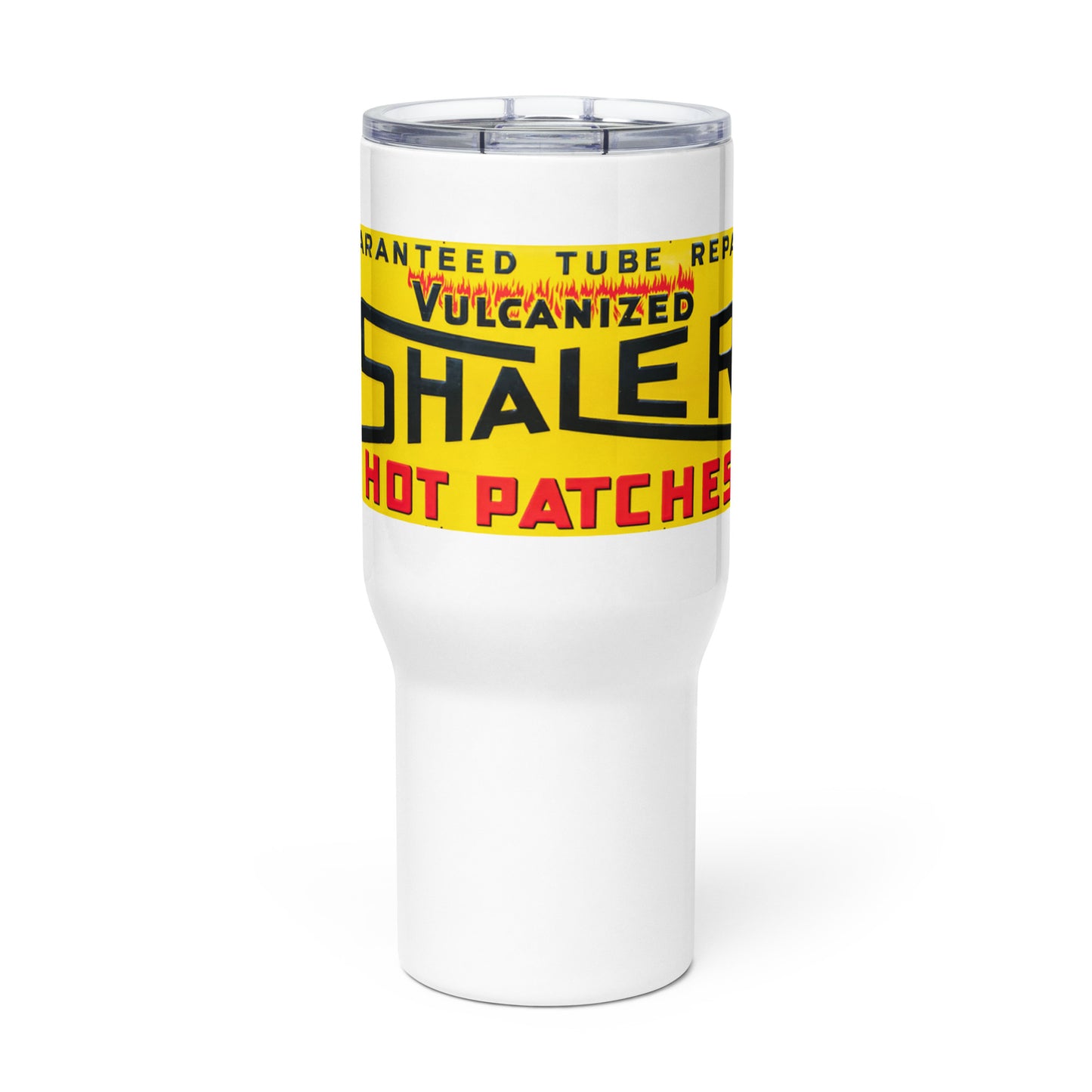 Retro Hot Oil Patch Sign Travel mug with a handle