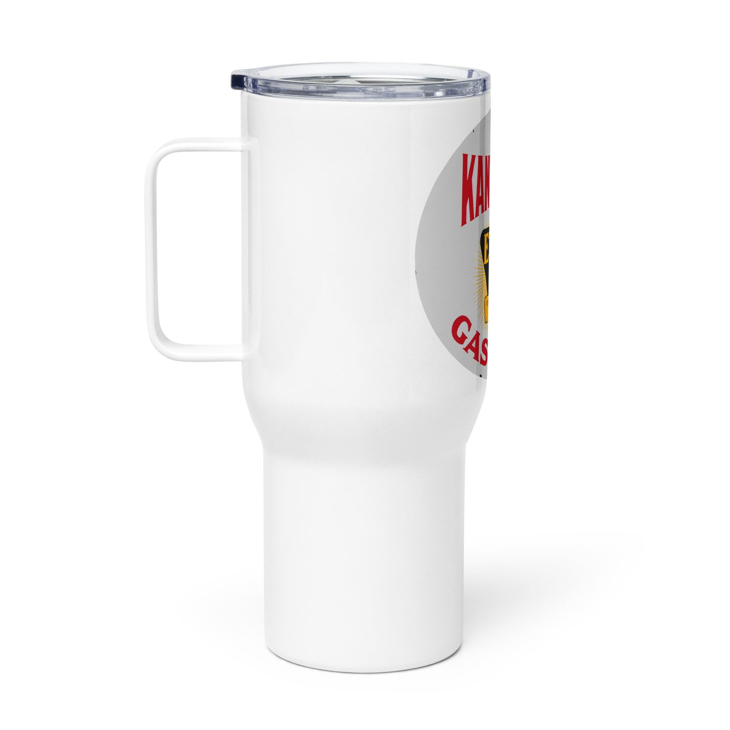 Vintage Kant Nock Gas Sign Travel mug with a handle