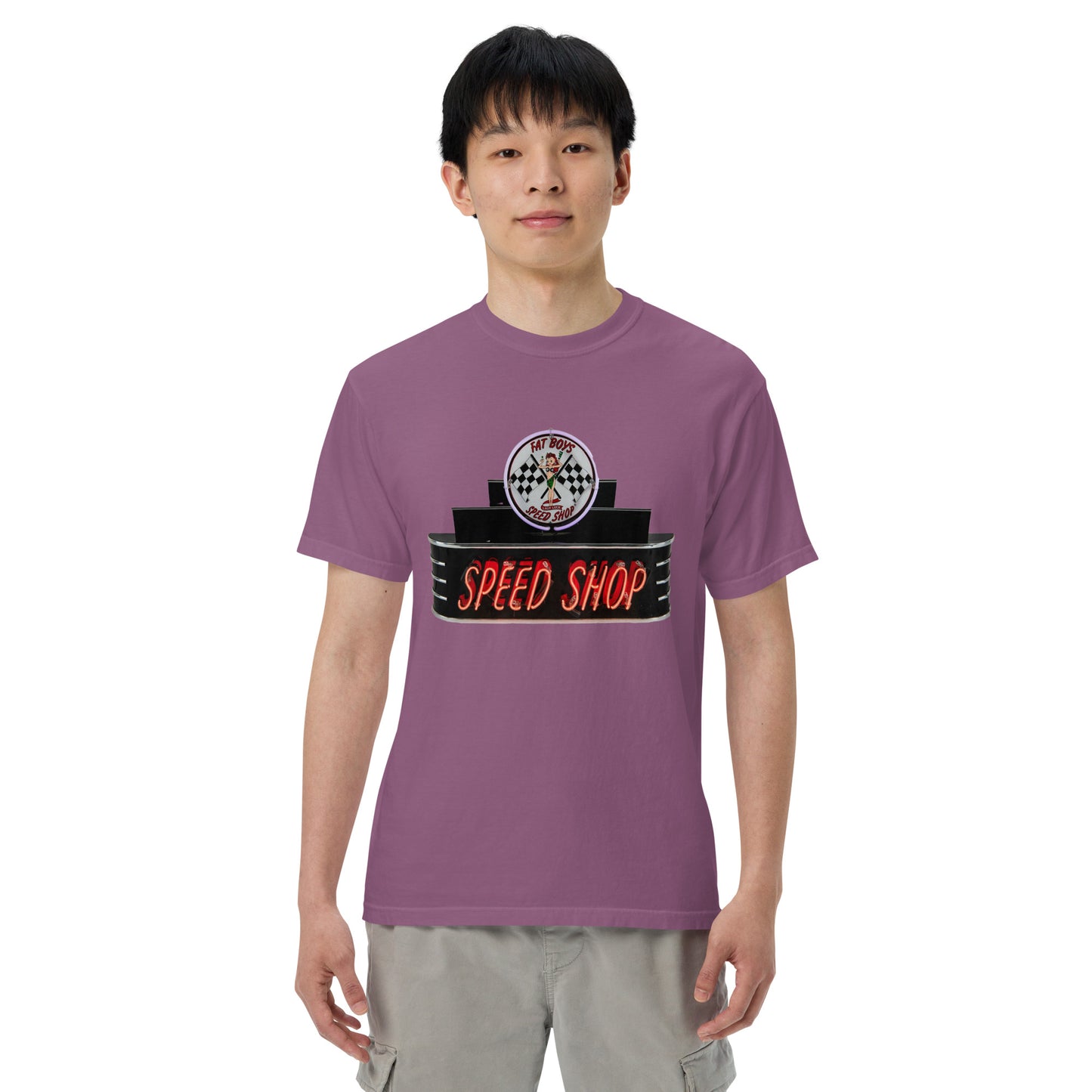 Vintage Neon Speed Shop Sign Unisex garment-dyed heavyweight t-shirt