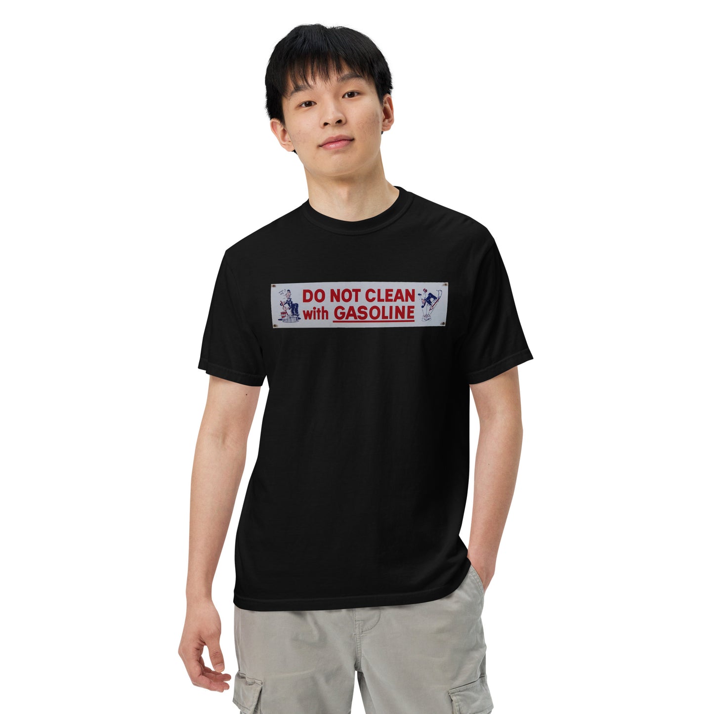 Vintage Tin Sign - Do Not Clean With Gasoline Unisex garment-dyed heavyweight t-shirt