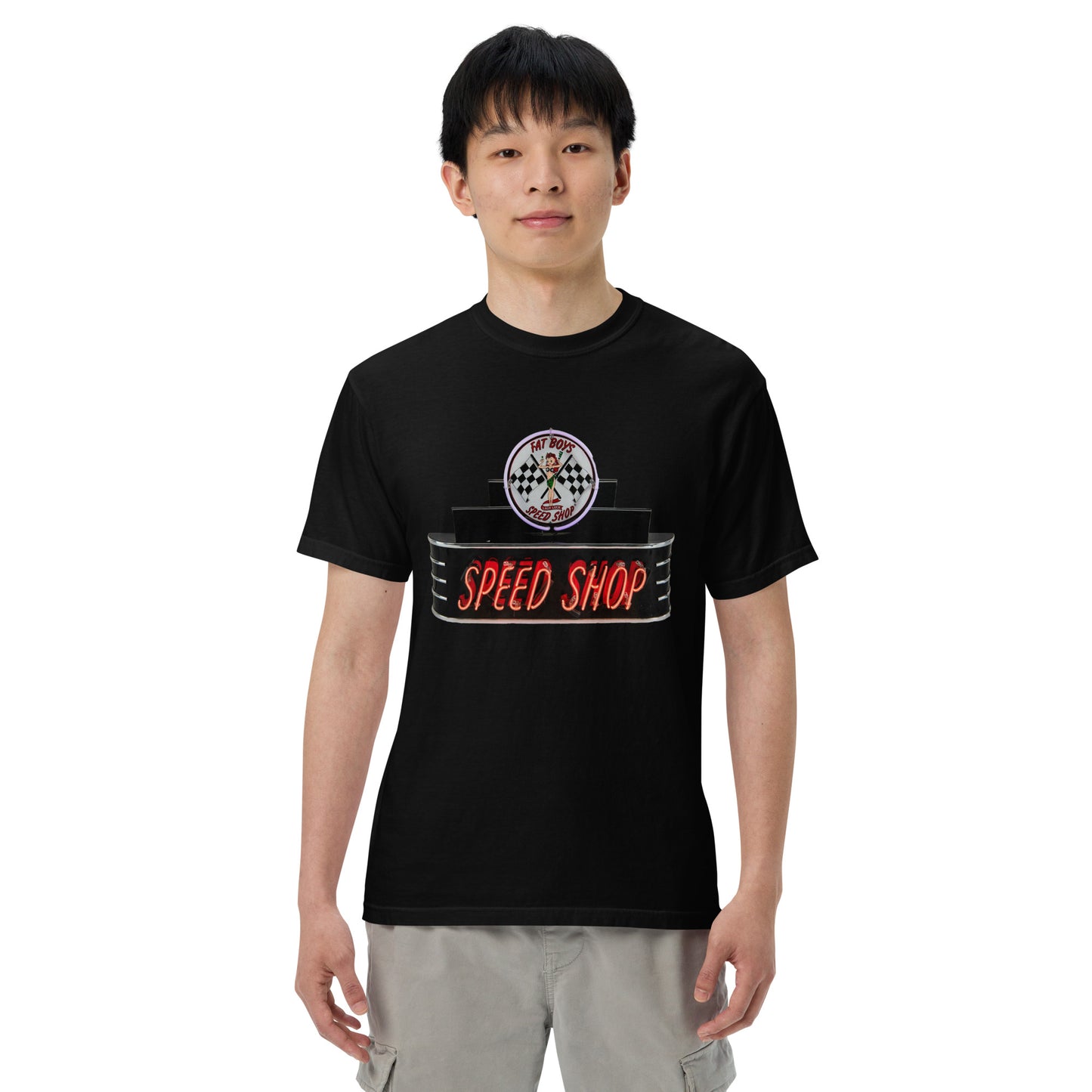 Vintage Neon Speed Shop Sign Unisex garment-dyed heavyweight t-shirt
