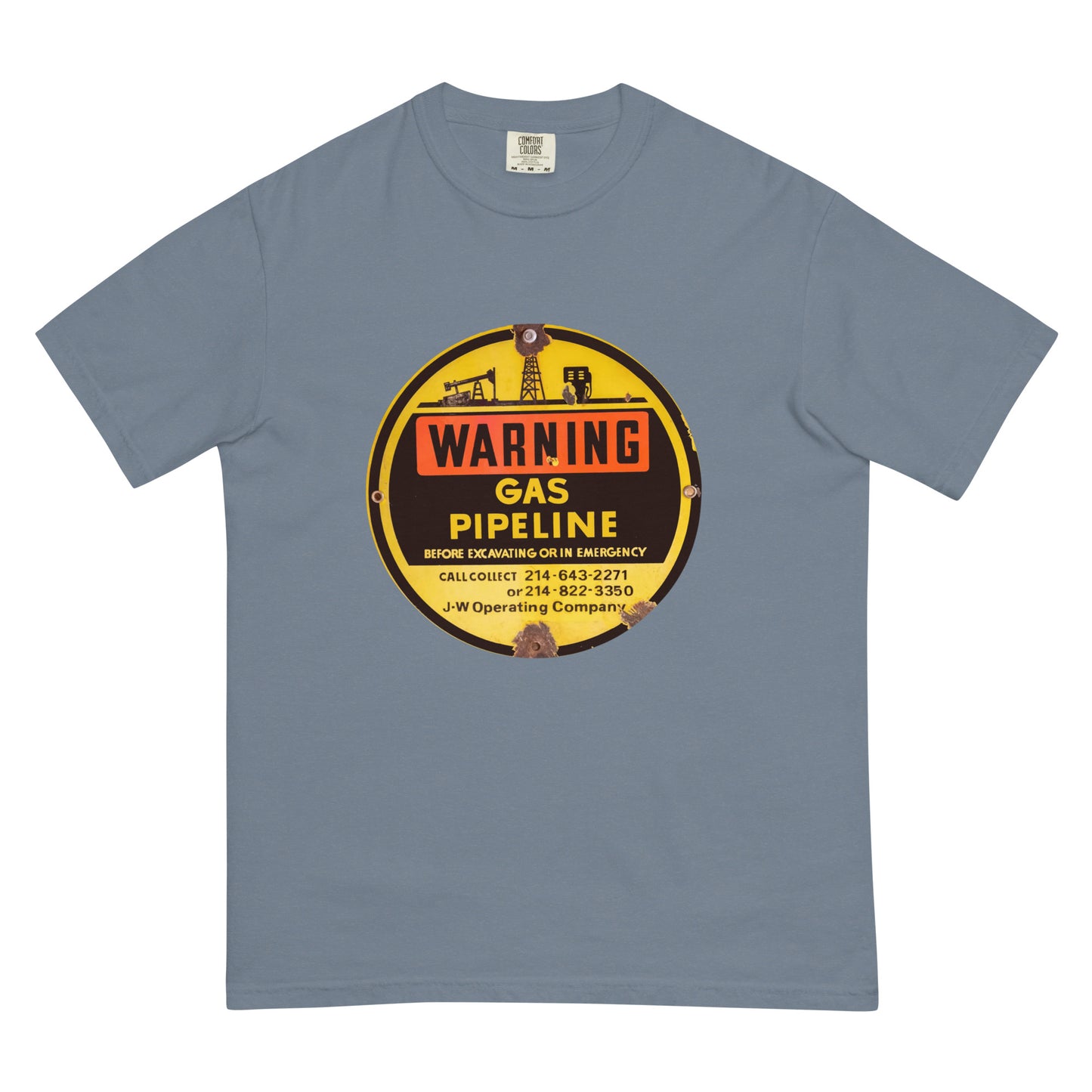 Retro Gas Warning Sign Tin Unisex garment-dyed heavyweight t-shirt