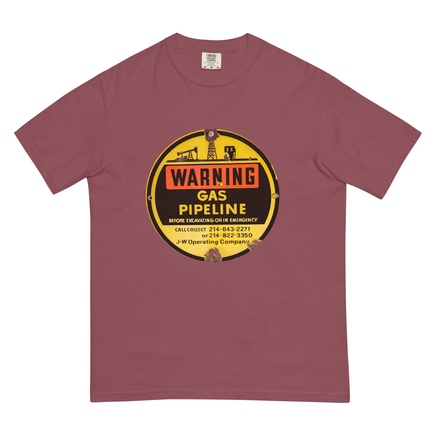 Retro Gas Warning Sign Tin Unisex garment-dyed heavyweight t-shirt