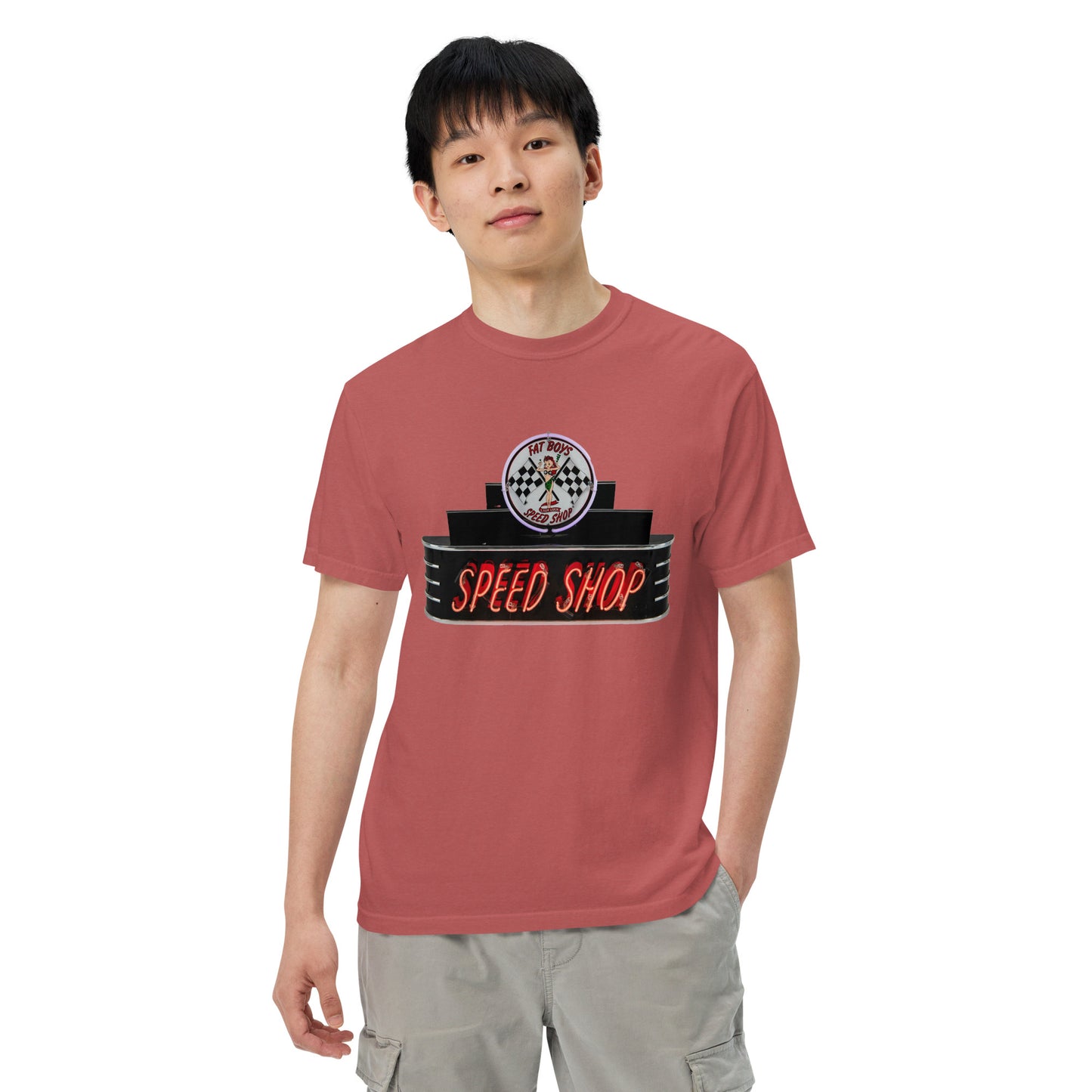 Vintage Neon Speed Shop Sign Unisex garment-dyed heavyweight t-shirt
