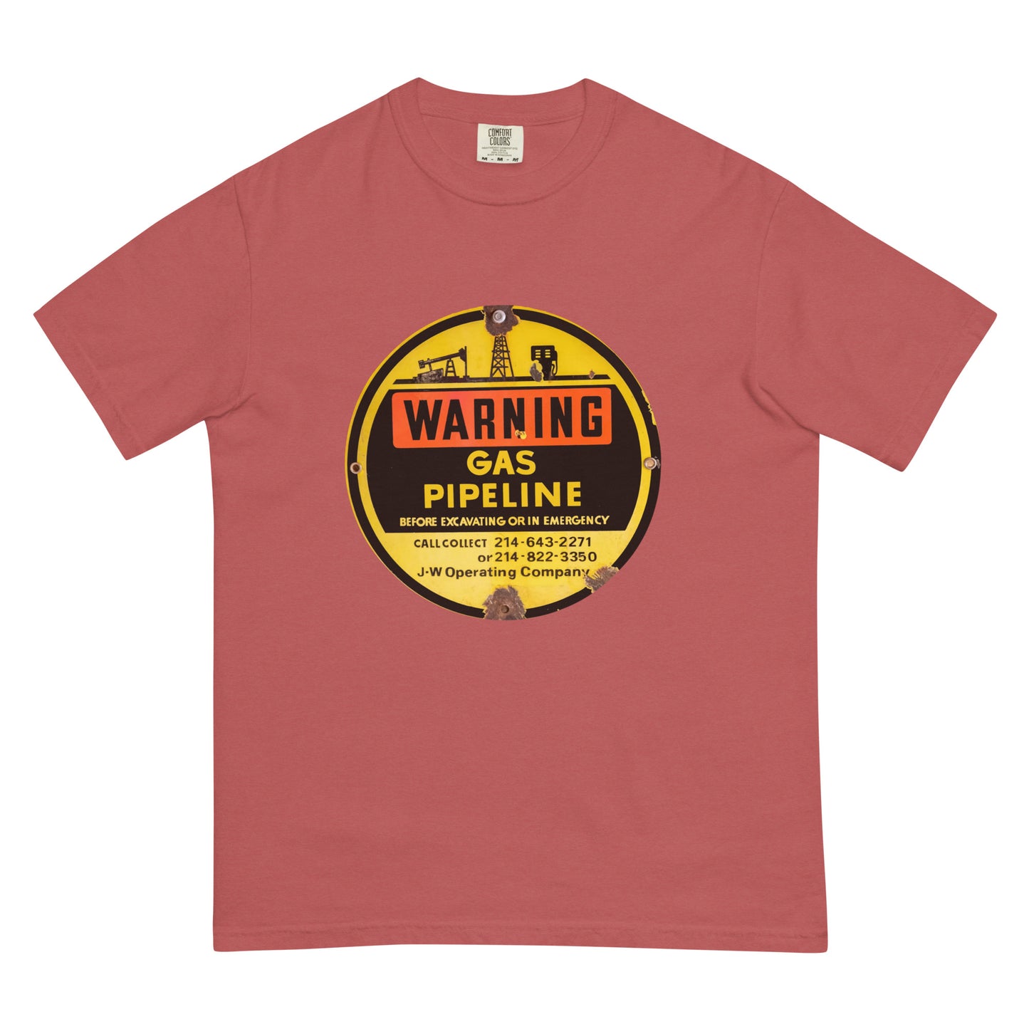 Retro Gas Warning Sign Tin Unisex garment-dyed heavyweight t-shirt