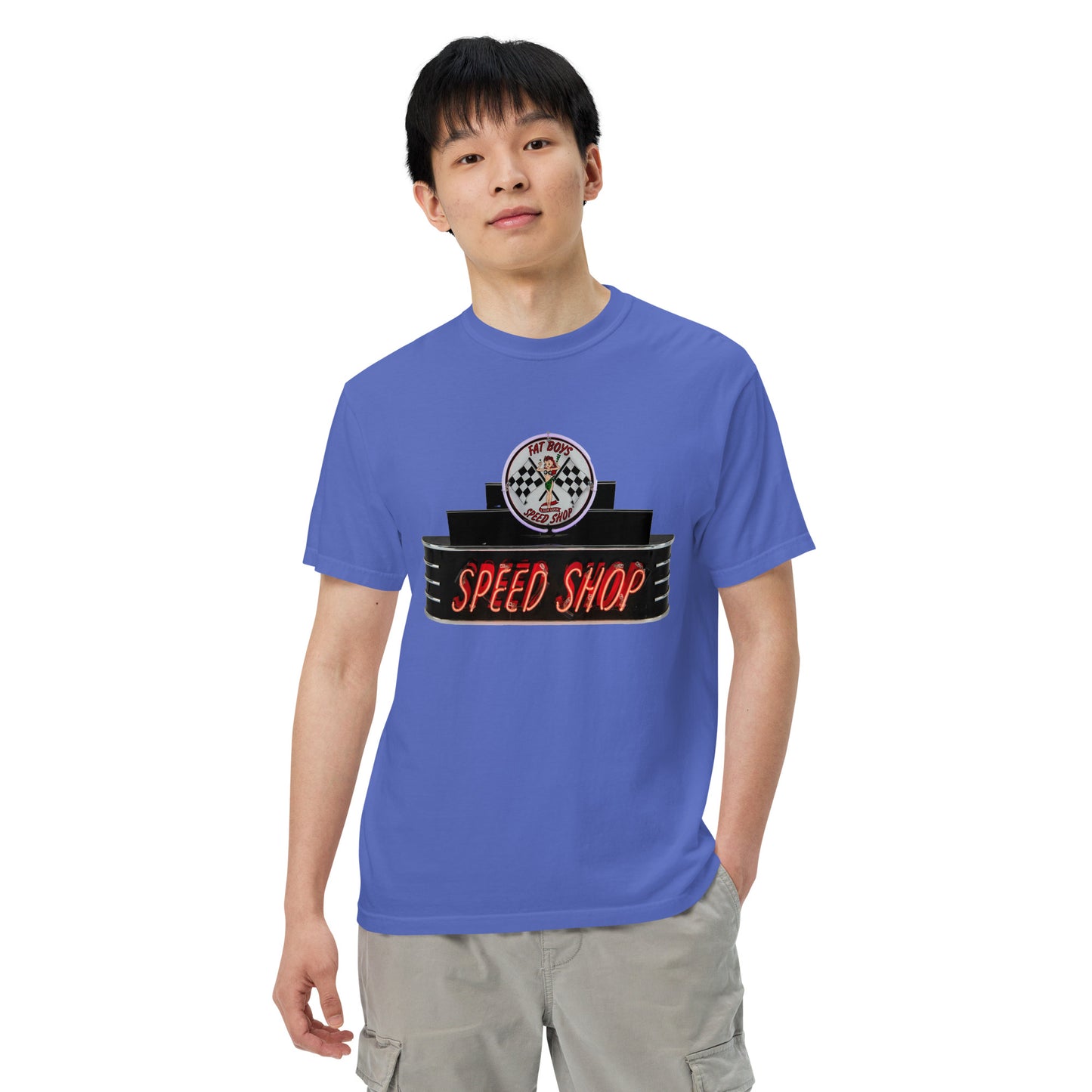 Vintage Neon Speed Shop Sign Unisex garment-dyed heavyweight t-shirt
