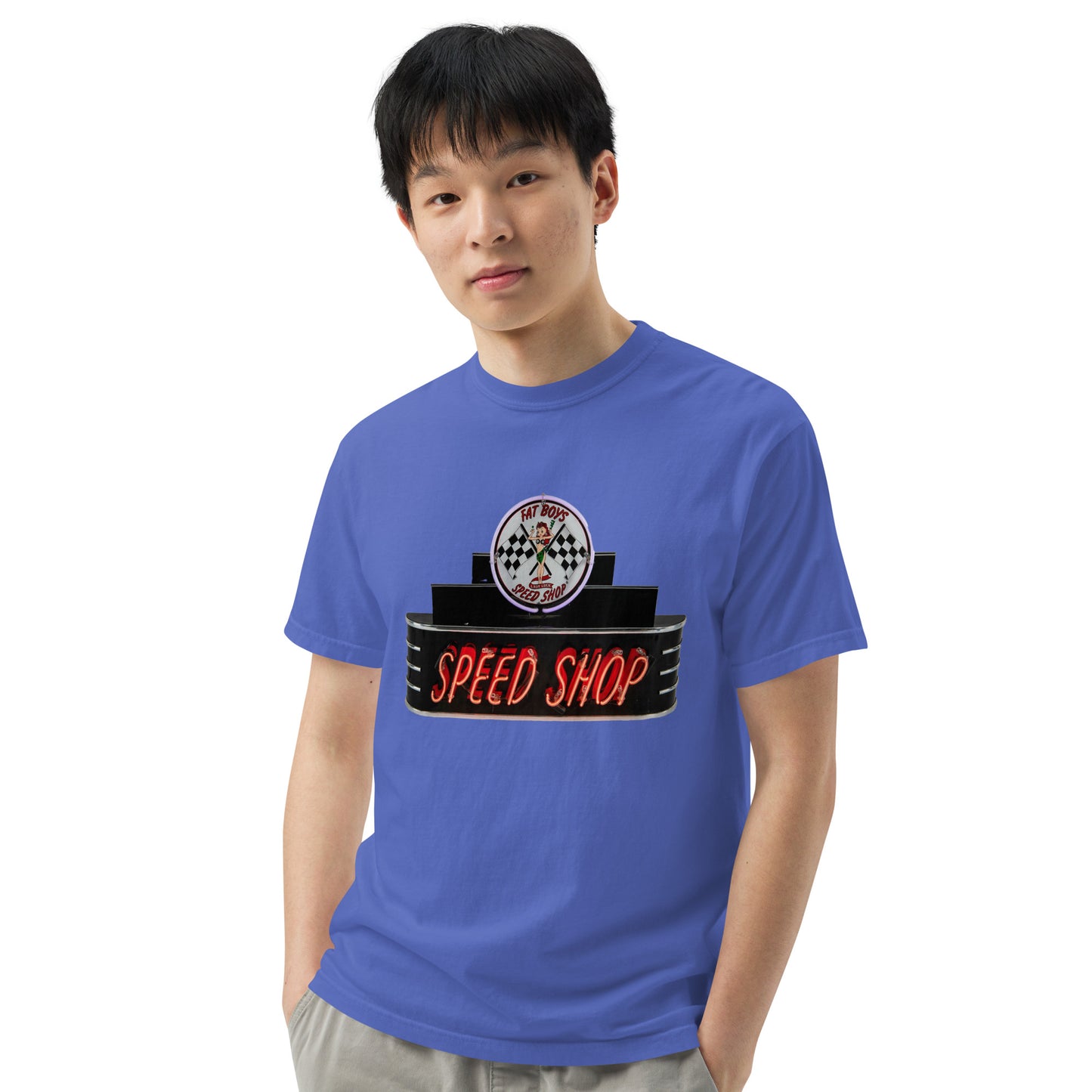Vintage Neon Speed Shop Sign Unisex garment-dyed heavyweight t-shirt