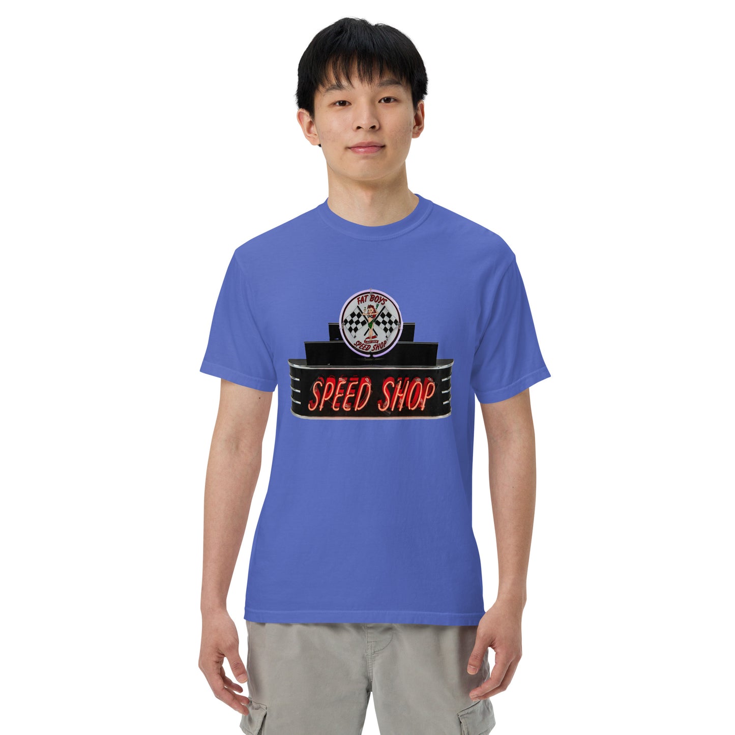 Vintage Neon Speed Shop Sign Unisex garment-dyed heavyweight t-shirt