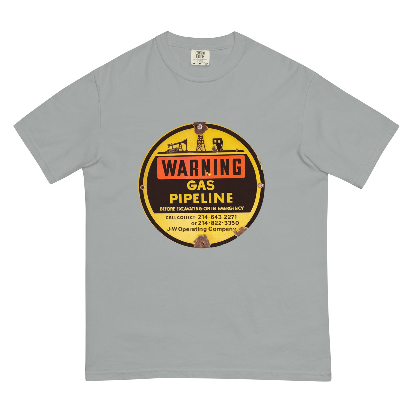 Retro Gas Warning Sign Tin Unisex garment-dyed heavyweight t-shirt