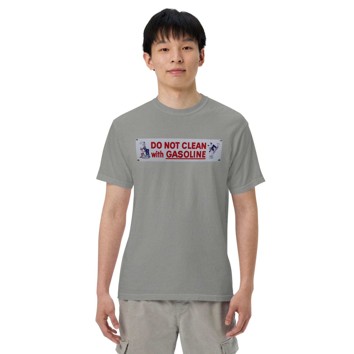 Vintage Tin Sign - Do Not Clean With Gasoline Unisex garment-dyed heavyweight t-shirt
