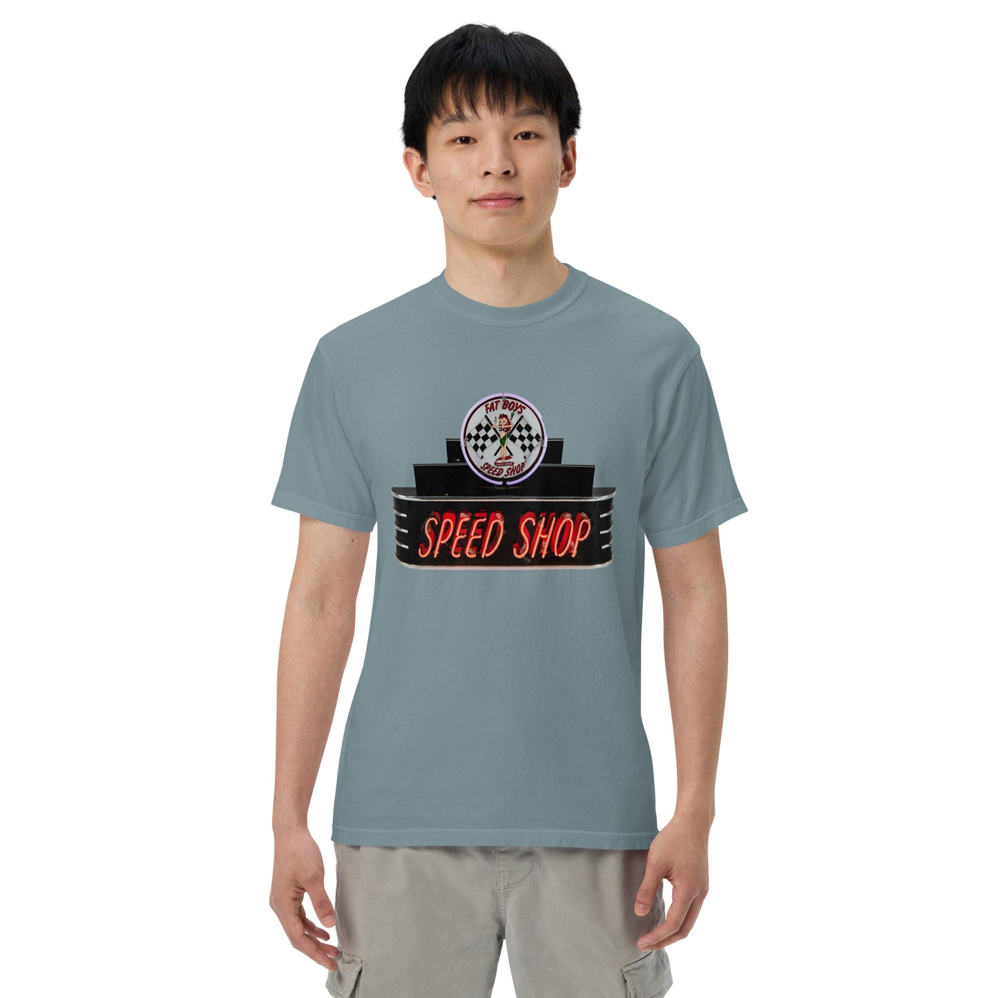 Vintage Neon Speed Shop Sign Unisex garment-dyed heavyweight t-shirt