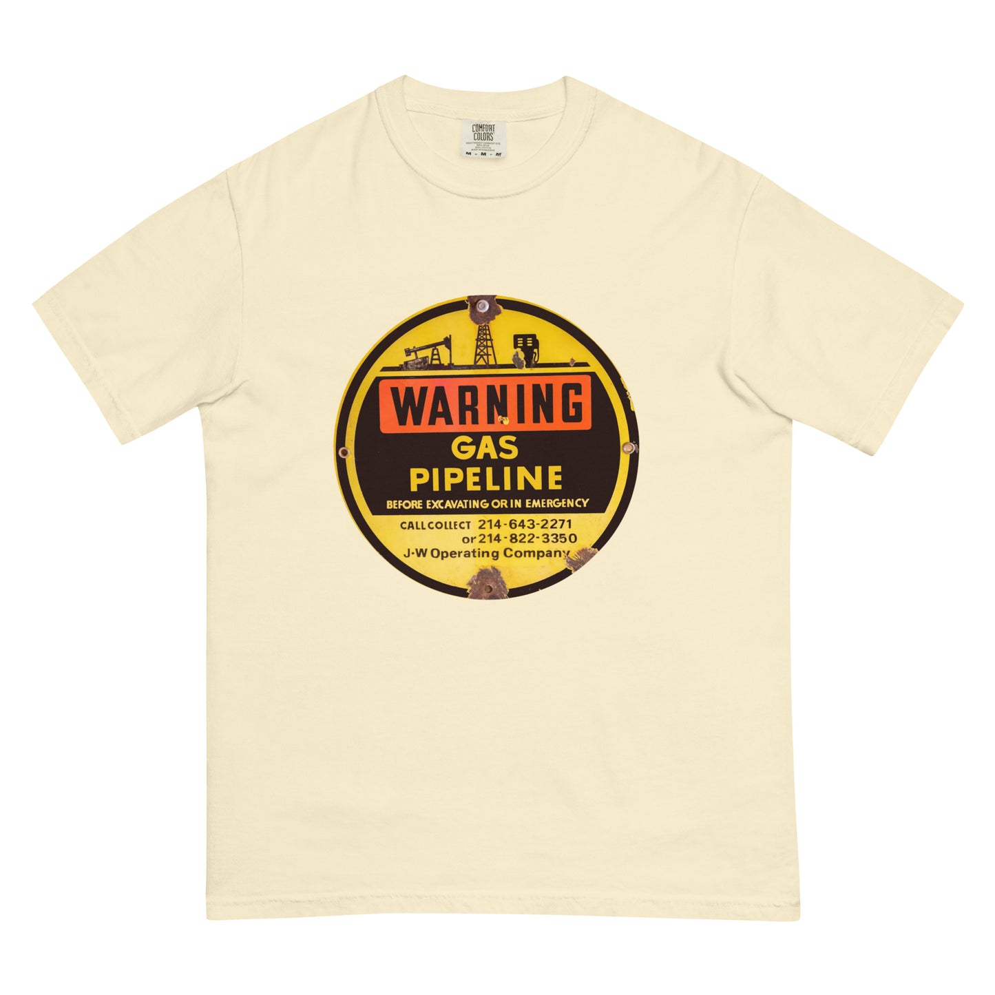Retro Gas Warning Sign Tin Unisex garment-dyed heavyweight t-shirt