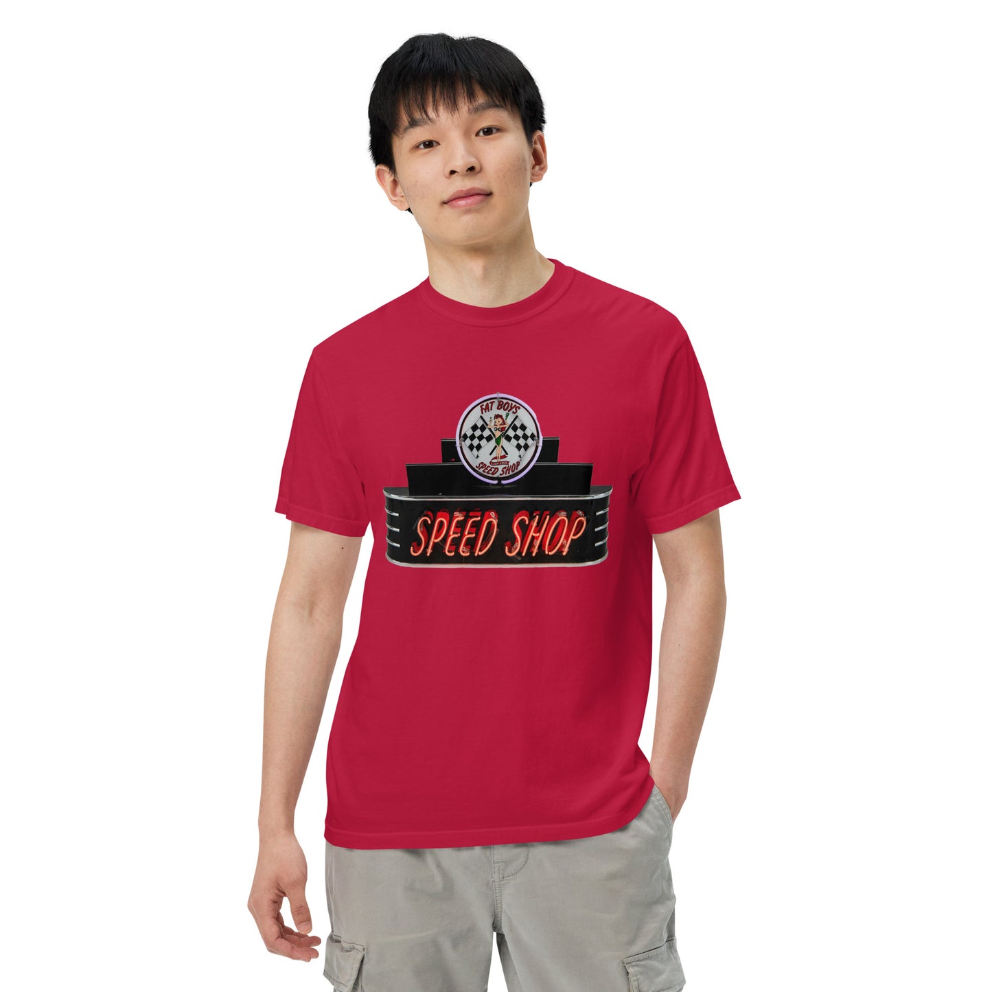 Vintage Neon Speed Shop Sign Unisex garment-dyed heavyweight t-shirt
