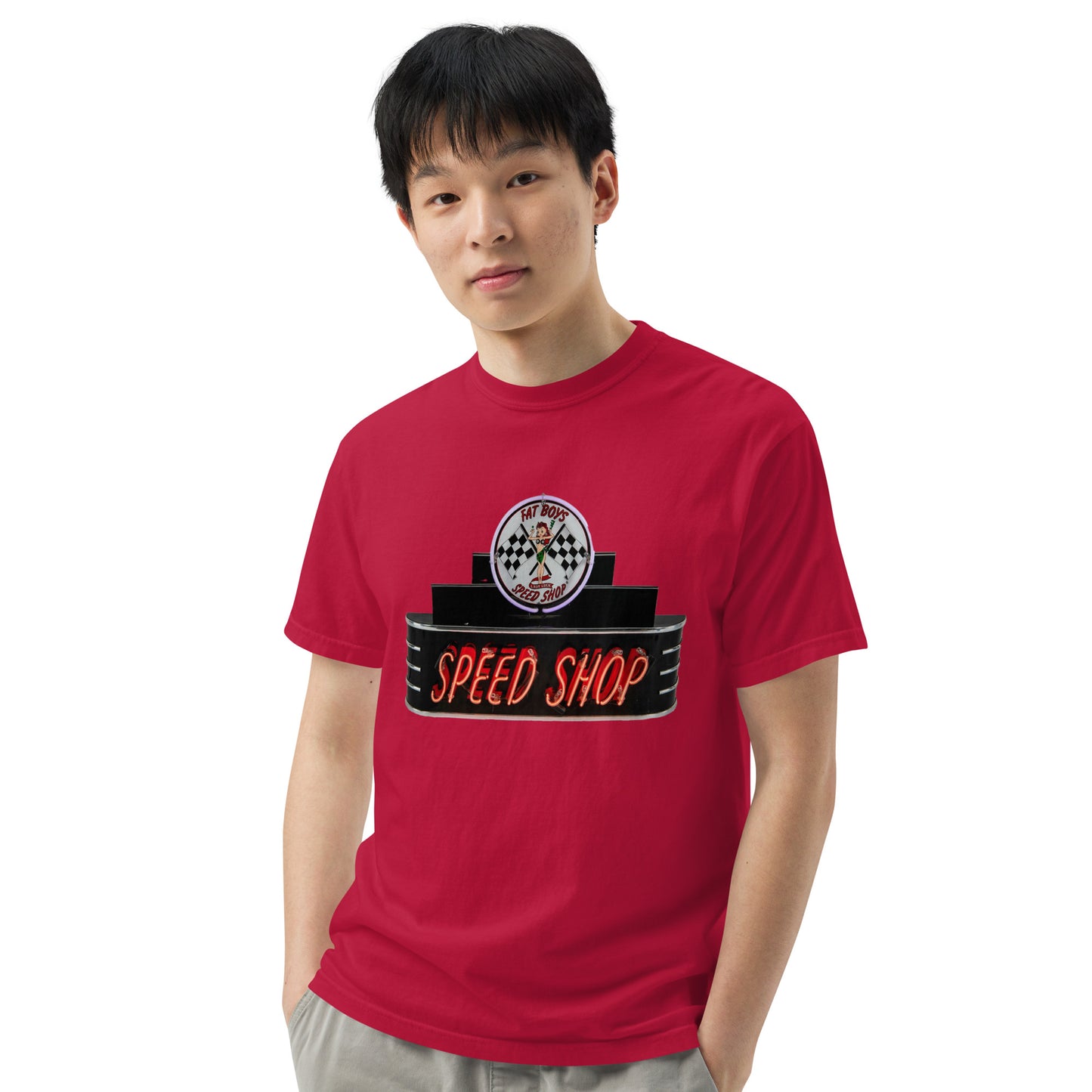Vintage Neon Speed Shop Sign Unisex garment-dyed heavyweight t-shirt
