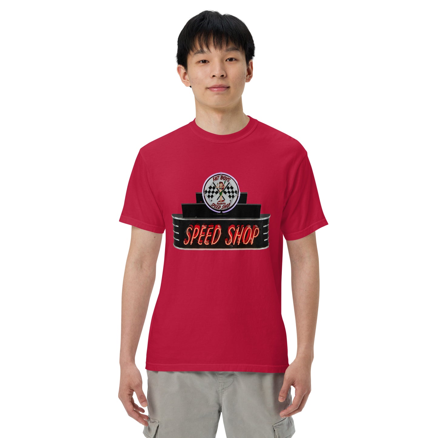 Vintage Neon Speed Shop Sign Unisex garment-dyed heavyweight t-shirt