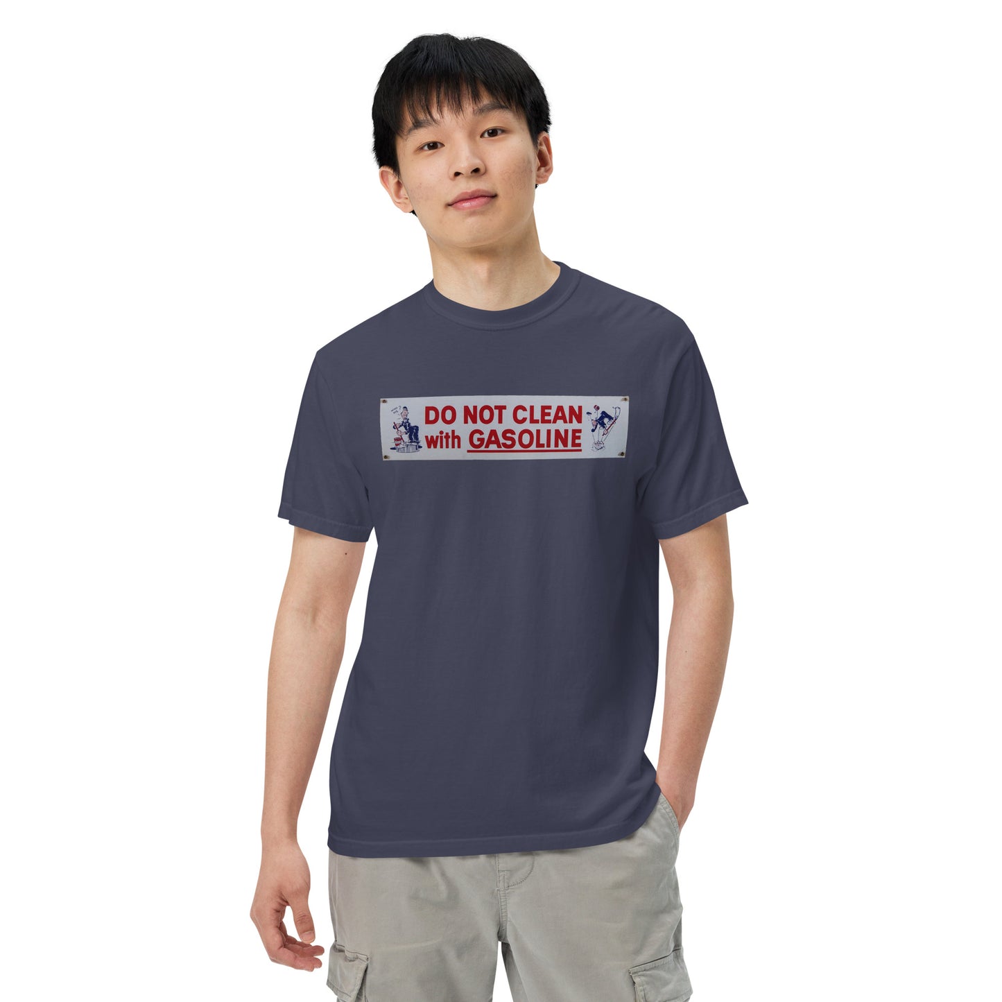 Vintage Tin Sign - Do Not Clean With Gasoline Unisex garment-dyed heavyweight t-shirt