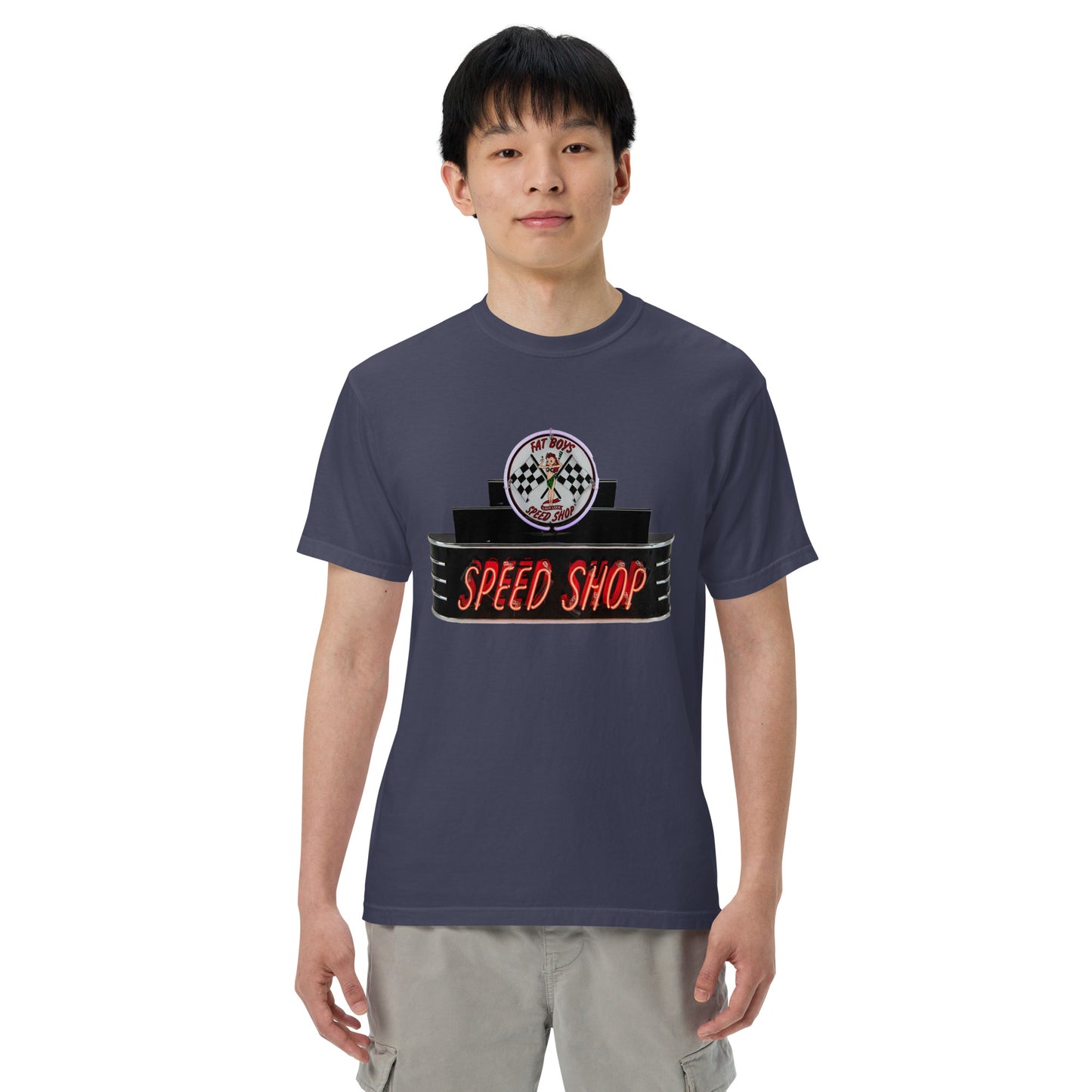 Vintage Neon Speed Shop Sign Unisex garment-dyed heavyweight t-shirt