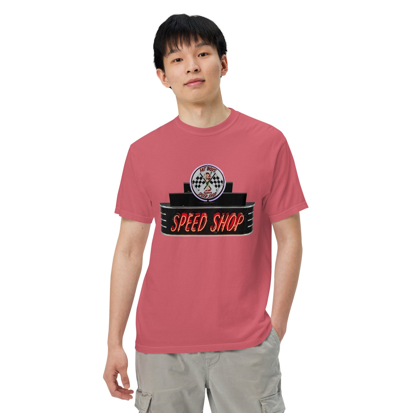 Vintage Neon Speed Shop Sign Unisex garment-dyed heavyweight t-shirt