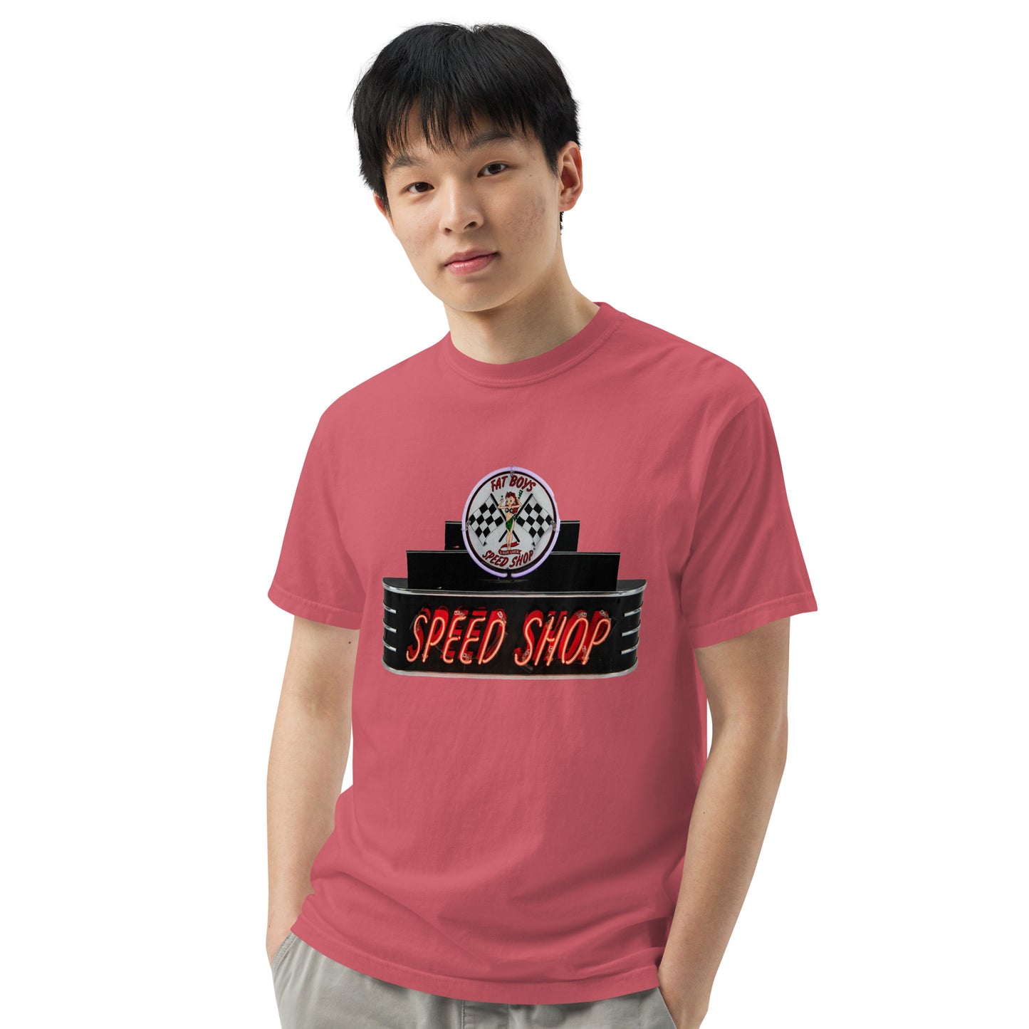 Vintage Neon Speed Shop Sign Unisex garment-dyed heavyweight t-shirt