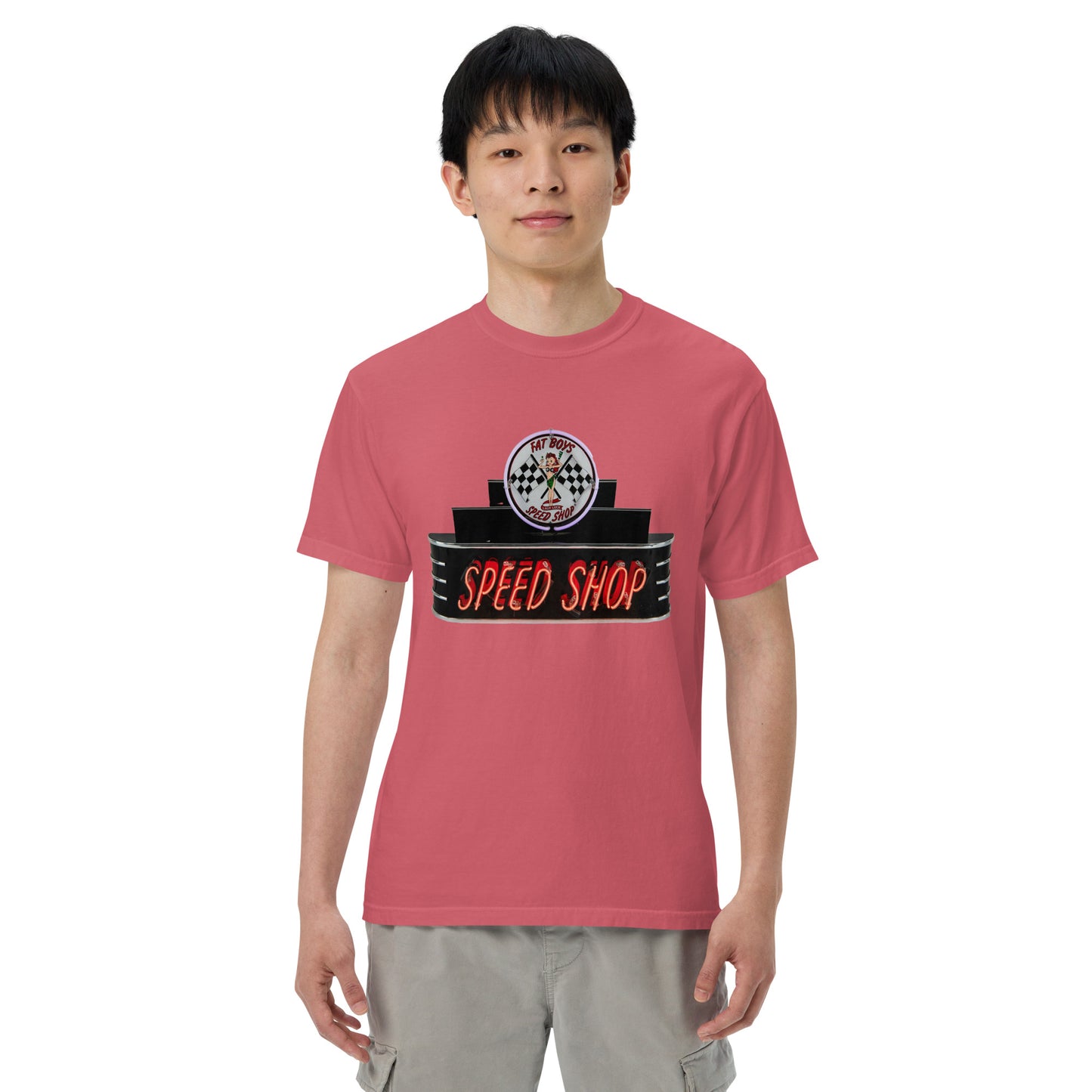 Vintage Neon Speed Shop Sign Unisex garment-dyed heavyweight t-shirt