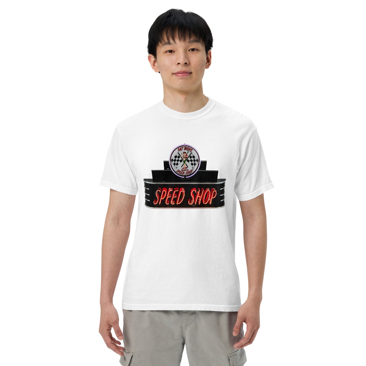 Vintage Neon Speed Shop Sign Unisex garment-dyed heavyweight t-shirt