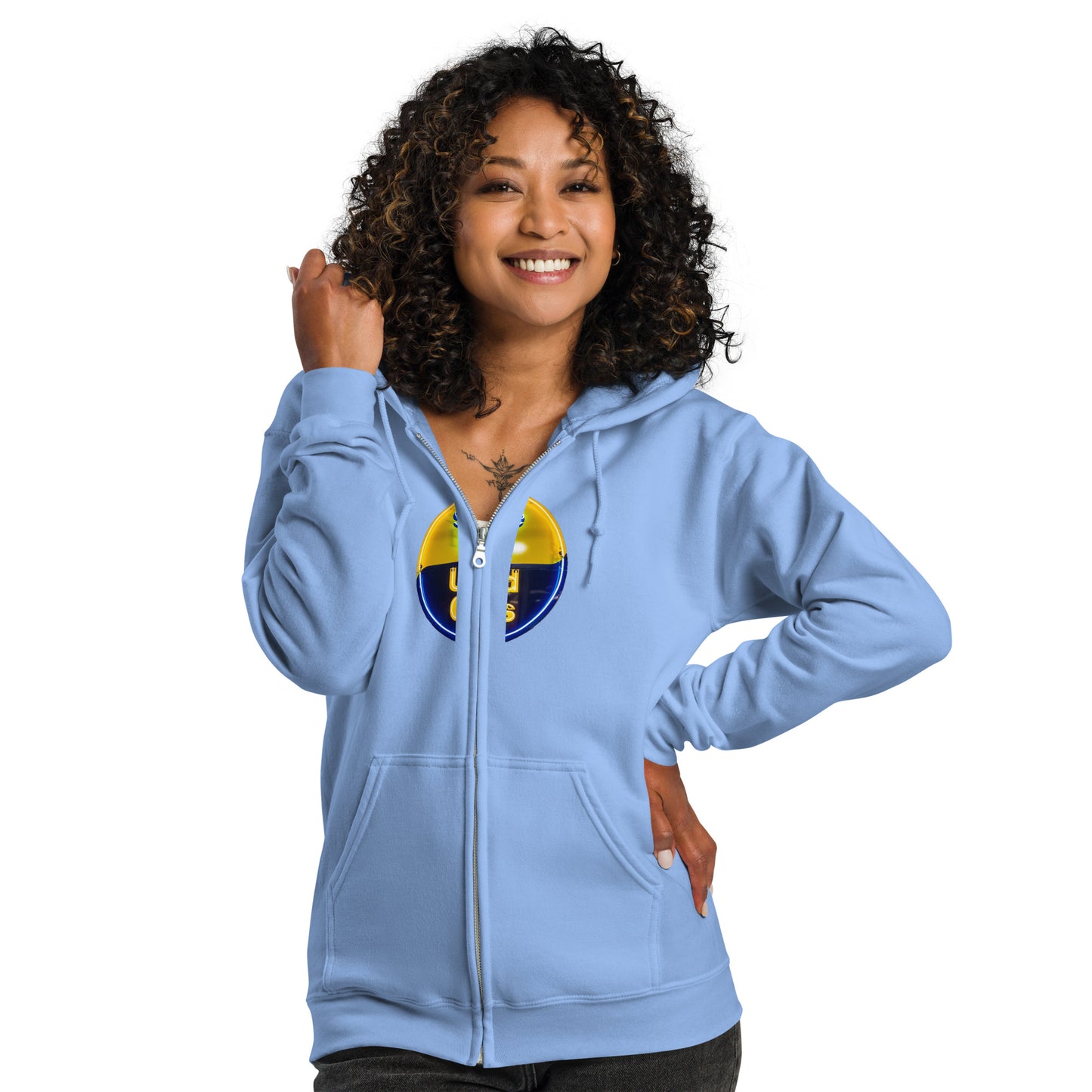 Buy Safe Vintage Used Car Sign Neon Style Unisex heavy blend zip hoodie