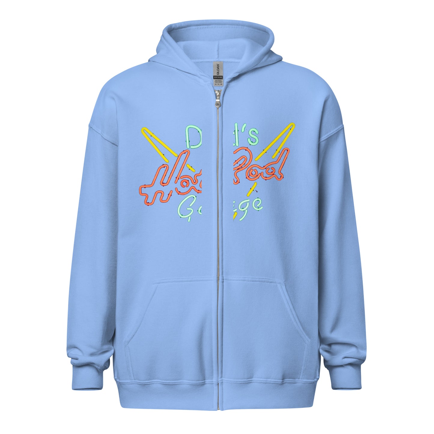 Dads Hot Rod Garage Retro Neon Sign Splatter Design Unisex heavy blend zip hoodie