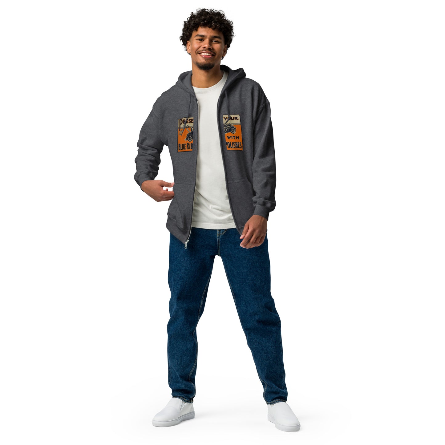 Blue Ribbon Patina Tin Style Unisex heavy blend zip hoodie