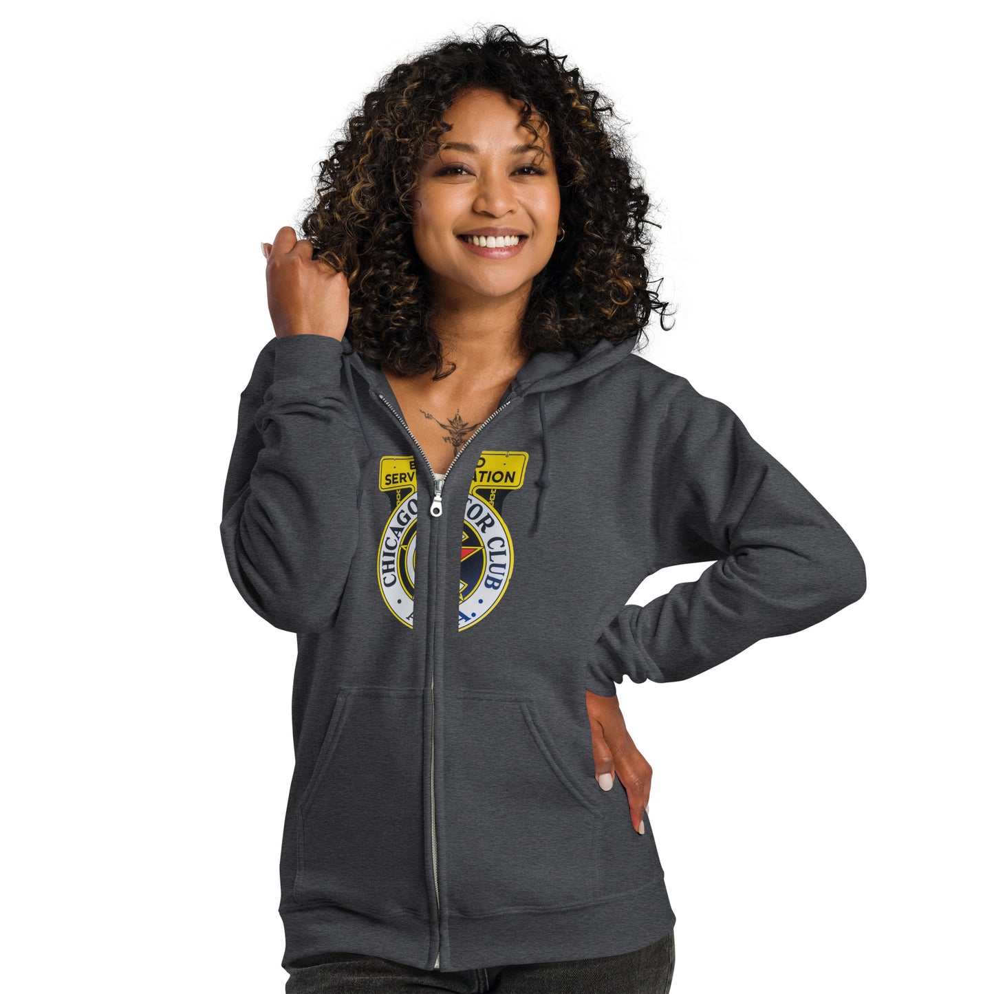 Chicago Motor Club Tin Style Unisex heavy blend zip hoodie