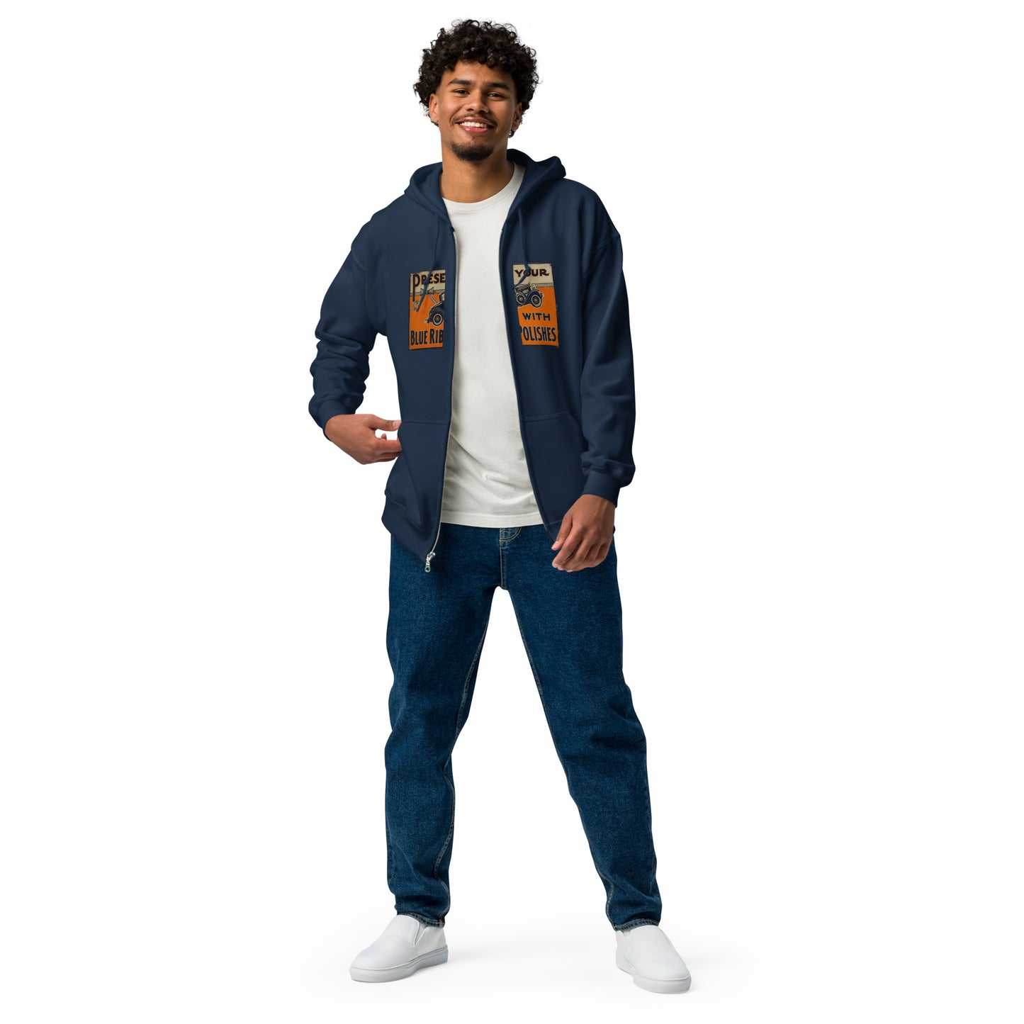 Blue Ribbon Patina Tin Style Unisex heavy blend zip hoodie