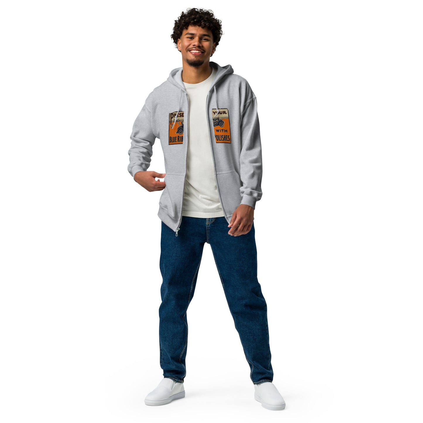 Blue Ribbon Patina Tin Style Unisex heavy blend zip hoodie