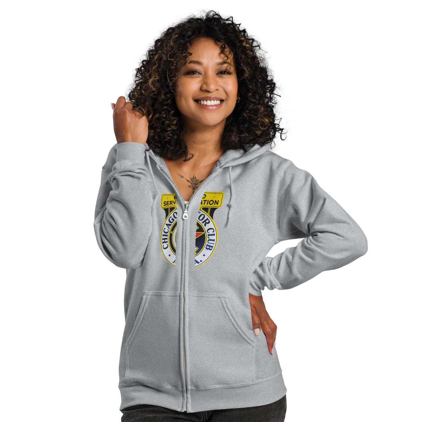 Chicago Motor Club Tin Style Unisex heavy blend zip hoodie