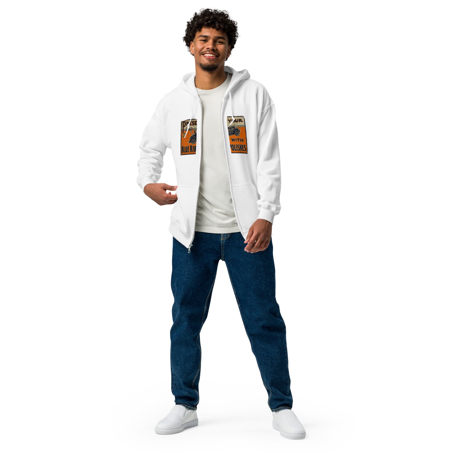 Blue Ribbon Patina Tin Style Unisex heavy blend zip hoodie