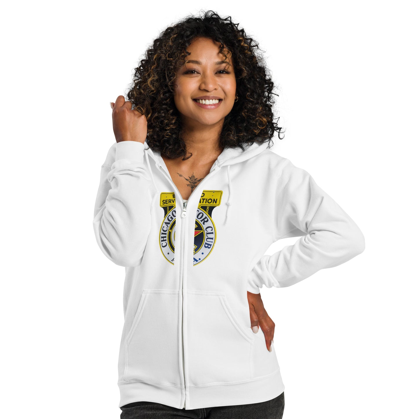 Chicago Motor Club Tin Style Unisex heavy blend zip hoodie