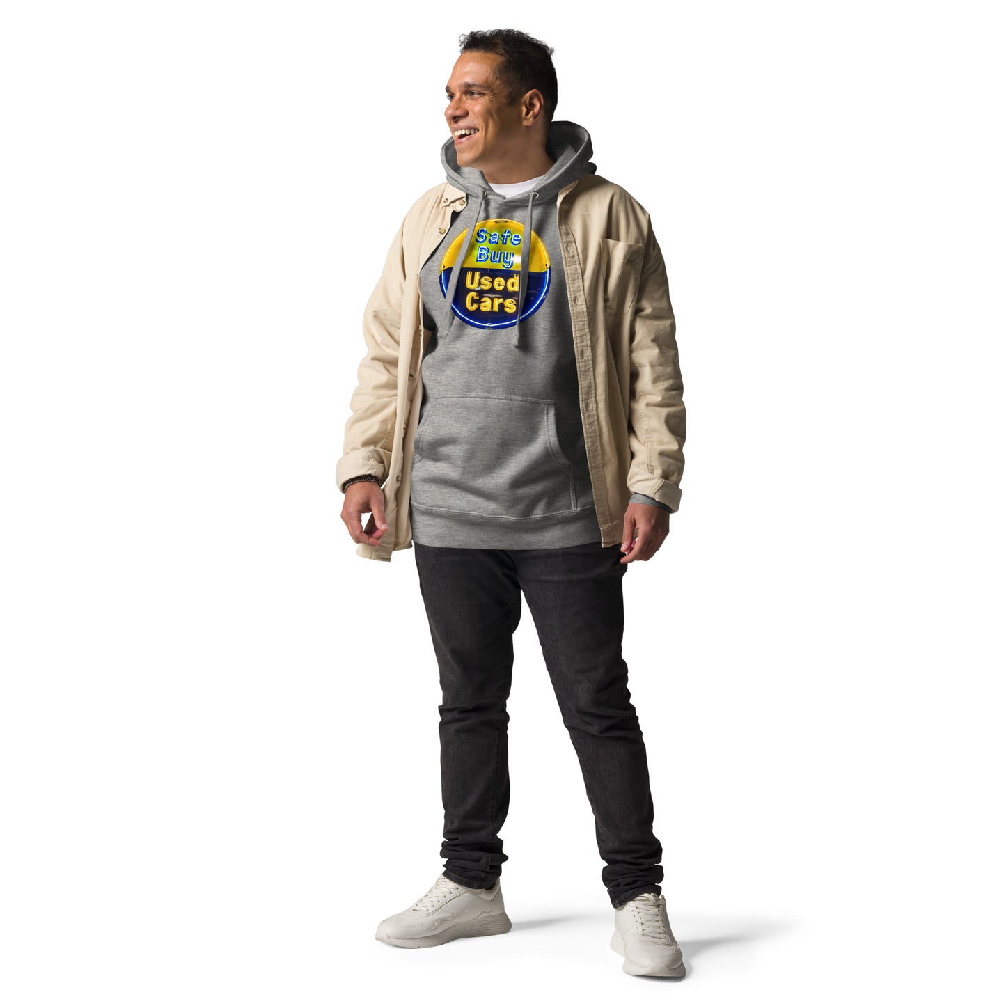 Buy Safe Vintage Used Car Sign Neon Style Unisex Hoodie