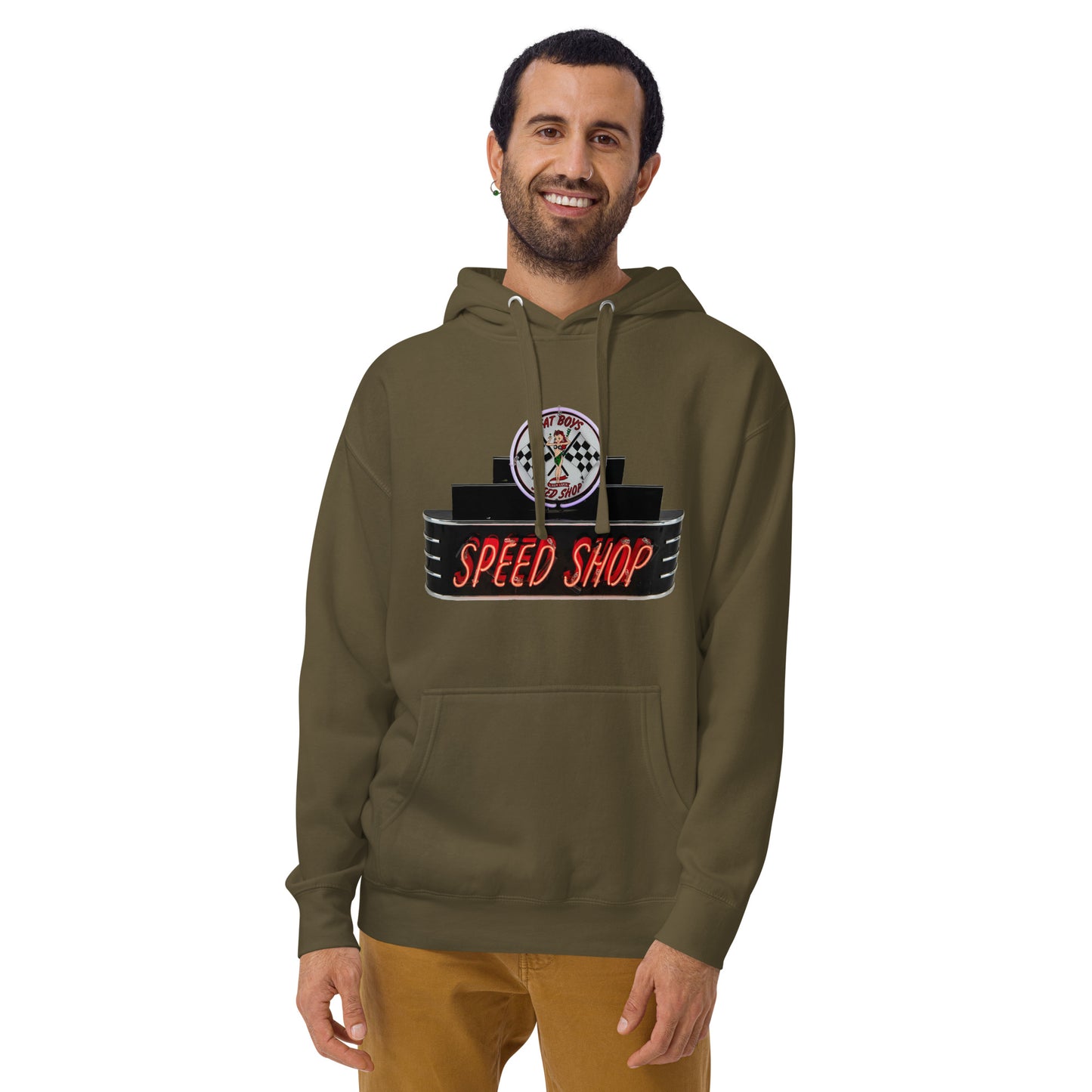 Vintage Neon Speed Shop Sign Unisex Hoodie