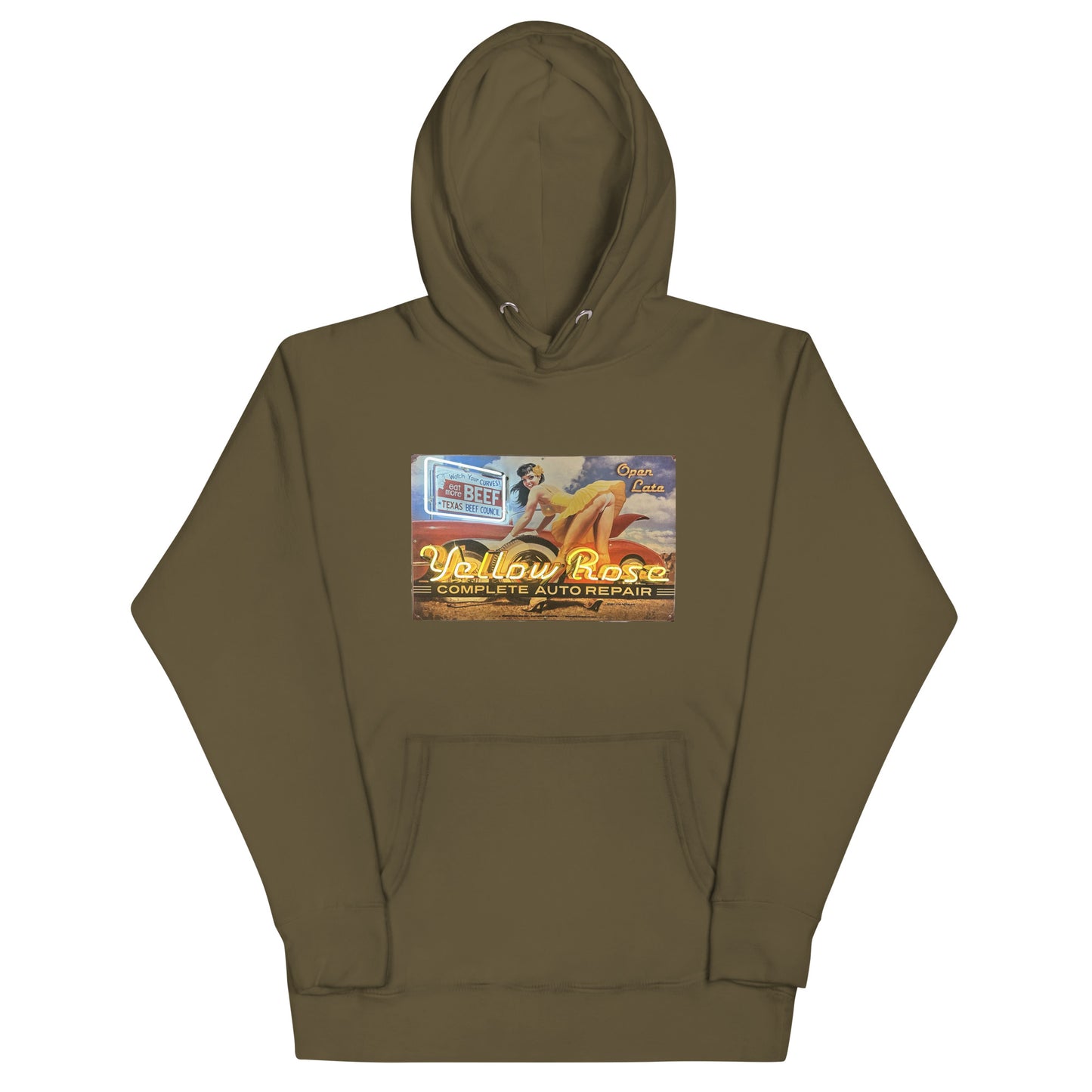 Vintage Auto Repair Neon Sign Style Unisex Hoodie