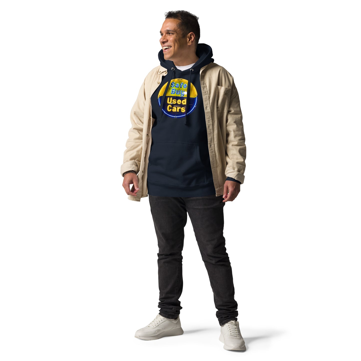 Buy Safe Vintage Used Car Sign Neon Style Unisex Hoodie