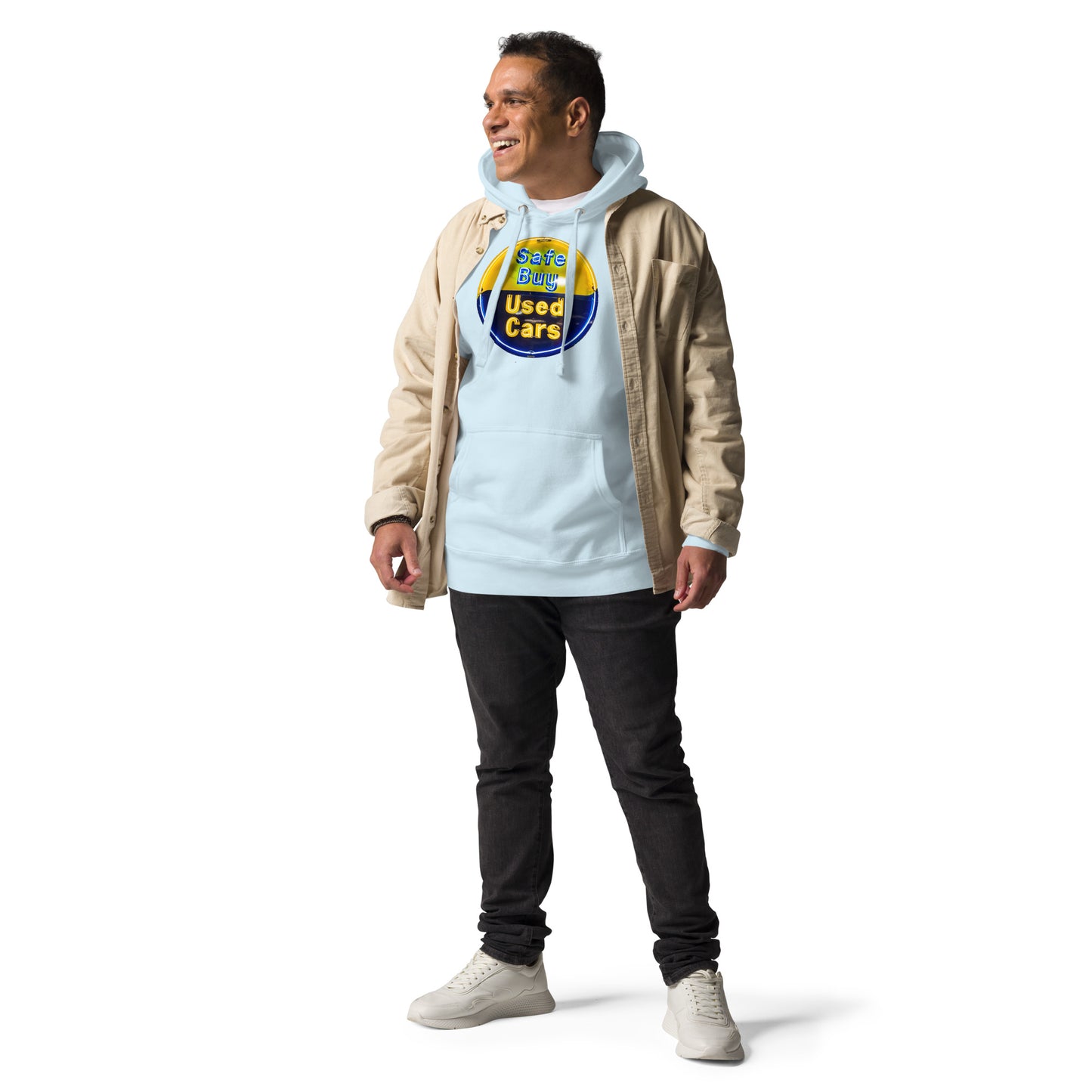 Buy Safe Vintage Used Car Sign Neon Style Unisex Hoodie