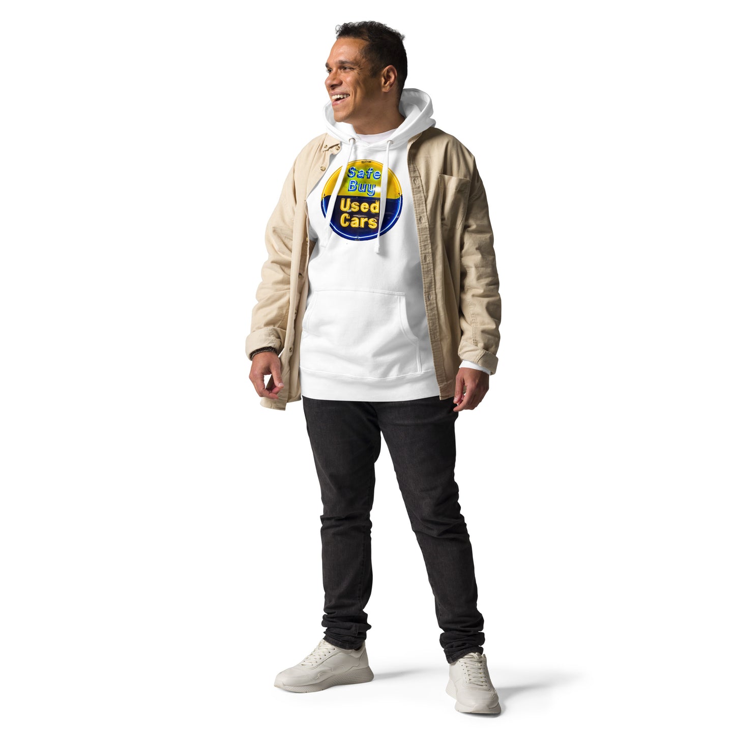 Buy Safe Vintage Used Car Sign Neon Style Unisex Hoodie